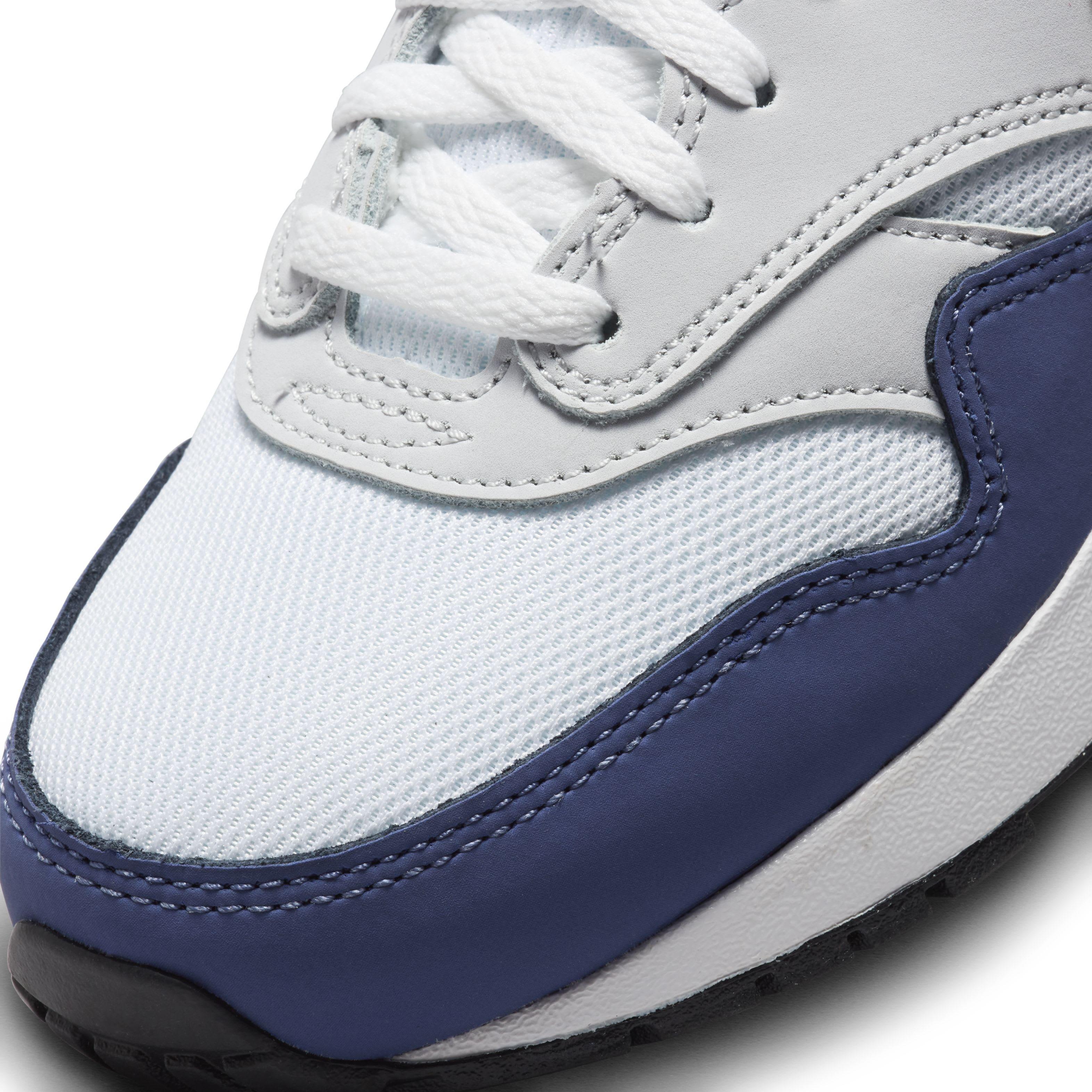 Nike Air Max 1 "White/Blue Recall/Pure Platinum/Tour Yellow" Grade School Boys' Shoe - WHITE/BLUE/PLATINUM/YELLOW Thumbnail View 7