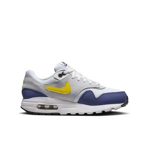 Nike Air Max 1 "White/Blue Recall/Pure Platinum/Tour Yellow" Grade School Boys' Shoe