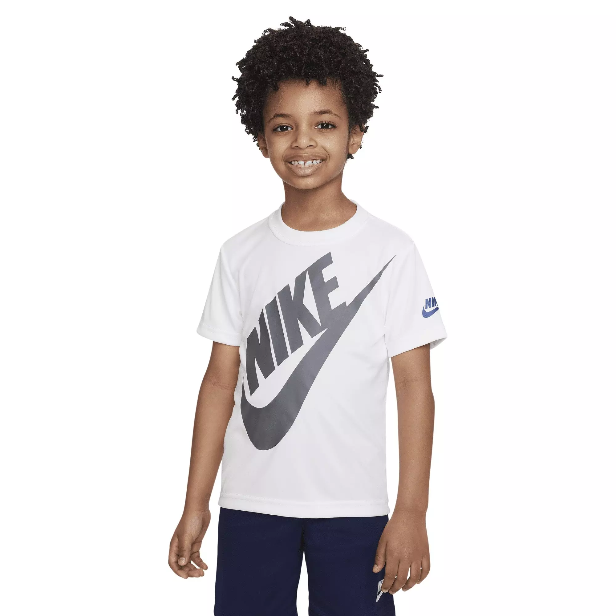 Nike Little Boys' Dri-FIT Futura Mesh 2-Piece Short Set - White/Navy - WHITE/NAVY