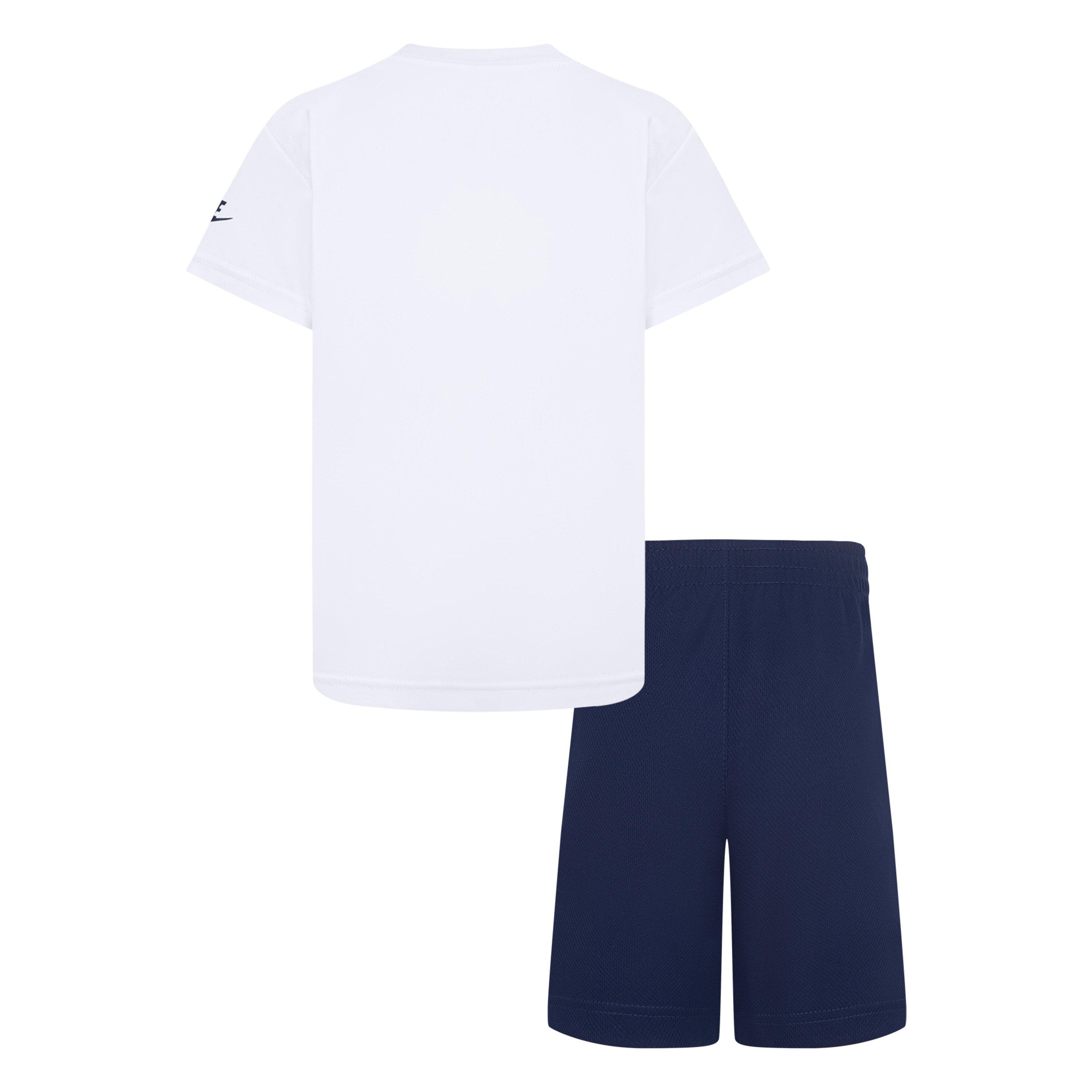 Nike Little Boys' Dri-FIT Futura Mesh 2-Piece Short Set - White/Navy - WHITE/NAVY Thumbnail View 4