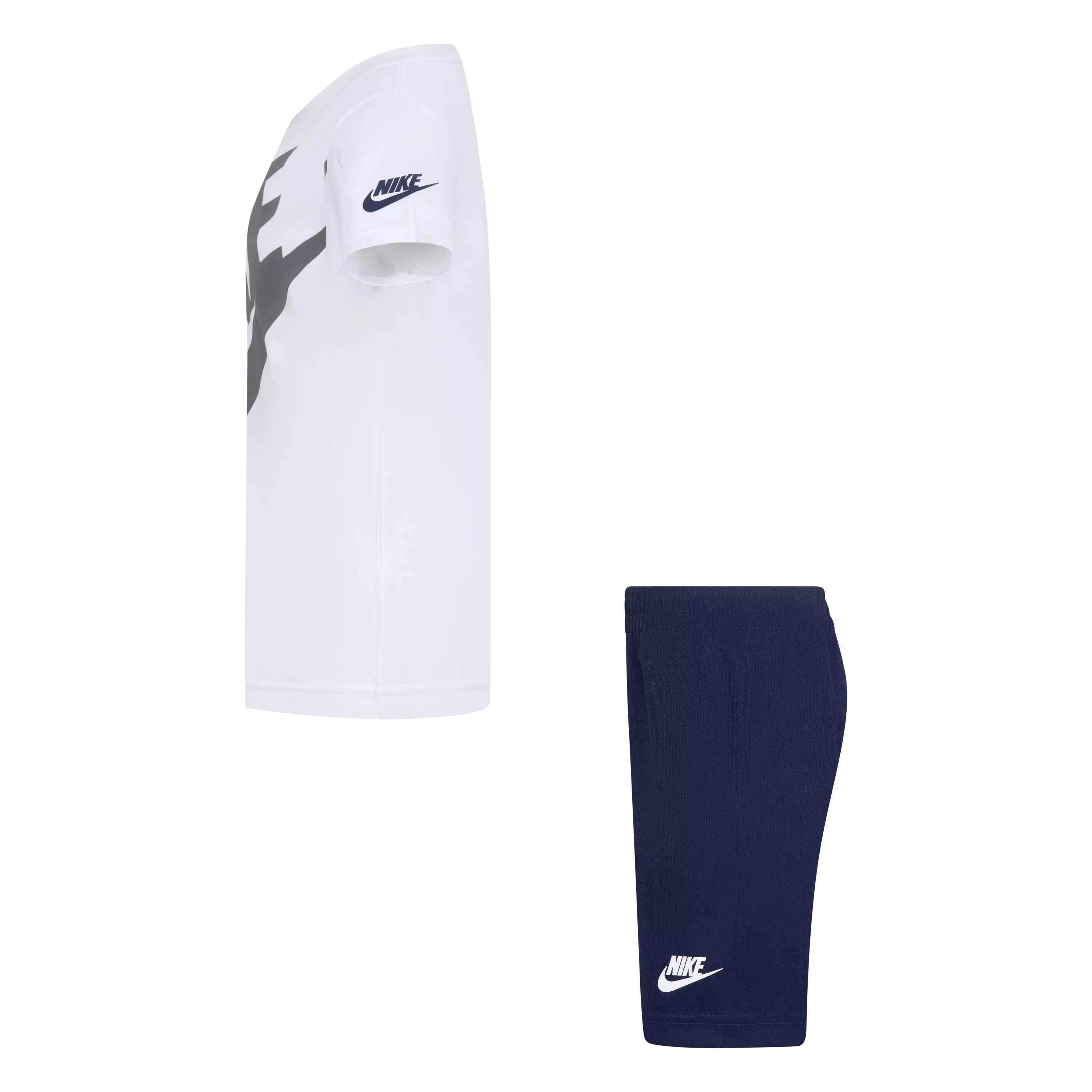 Nike Little Boys' Dri-FIT Futura Mesh 2-Piece Short Set - White/Navy - WHITE/NAVY
