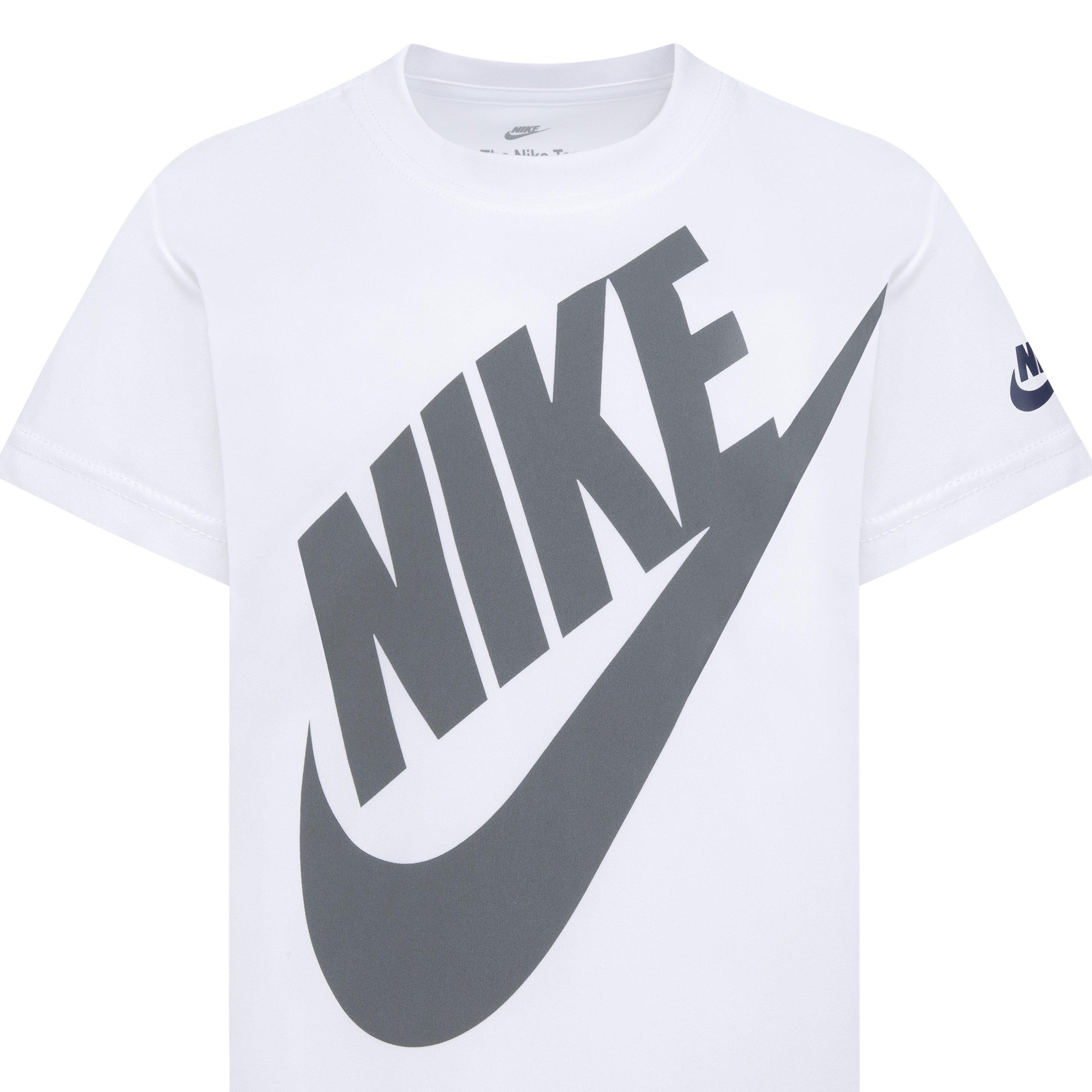 Nike Little Boys' Dri-FIT Futura Mesh 2-Piece Short Set - White/Navy - WHITE/NAVY Thumbnail View 7