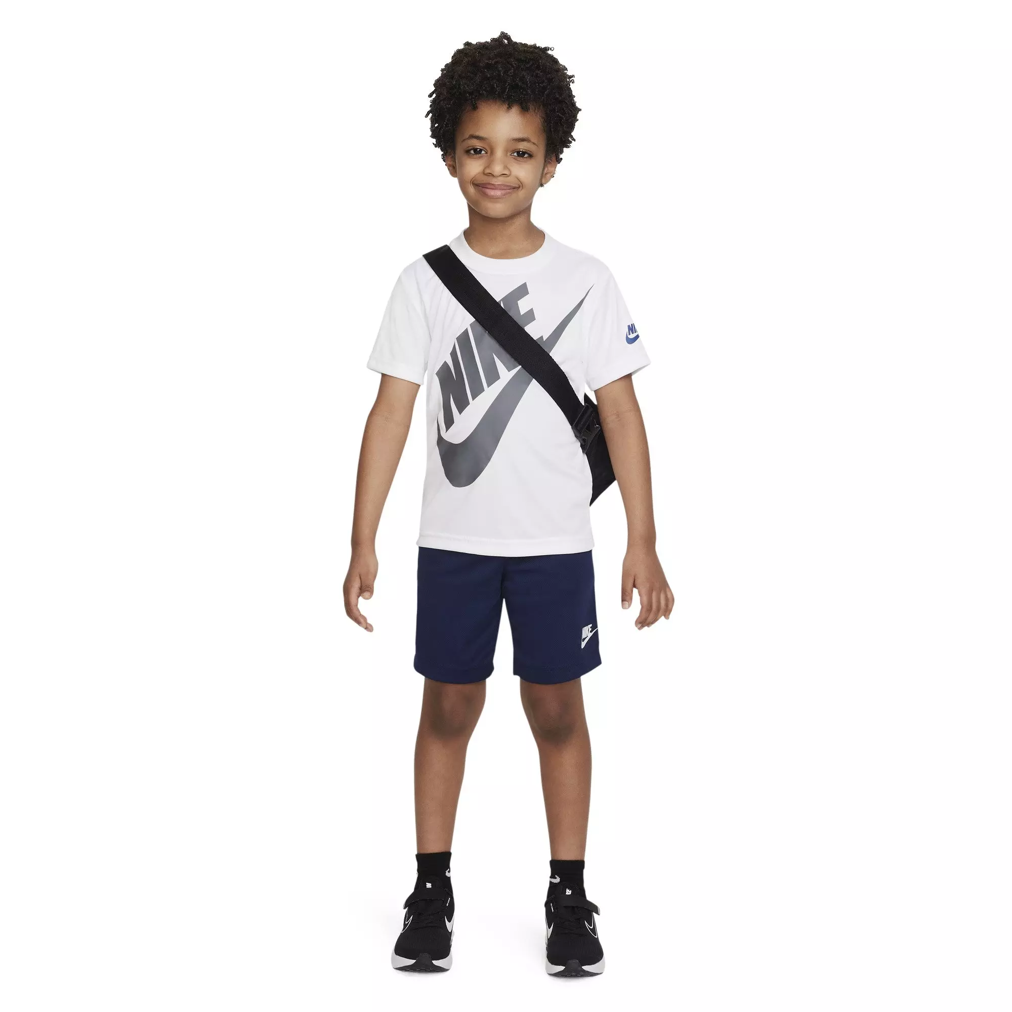 Nike Little Boys' Dri-FIT Futura Mesh 2-Piece Short Set - White/Navy - WHITE/NAVY
