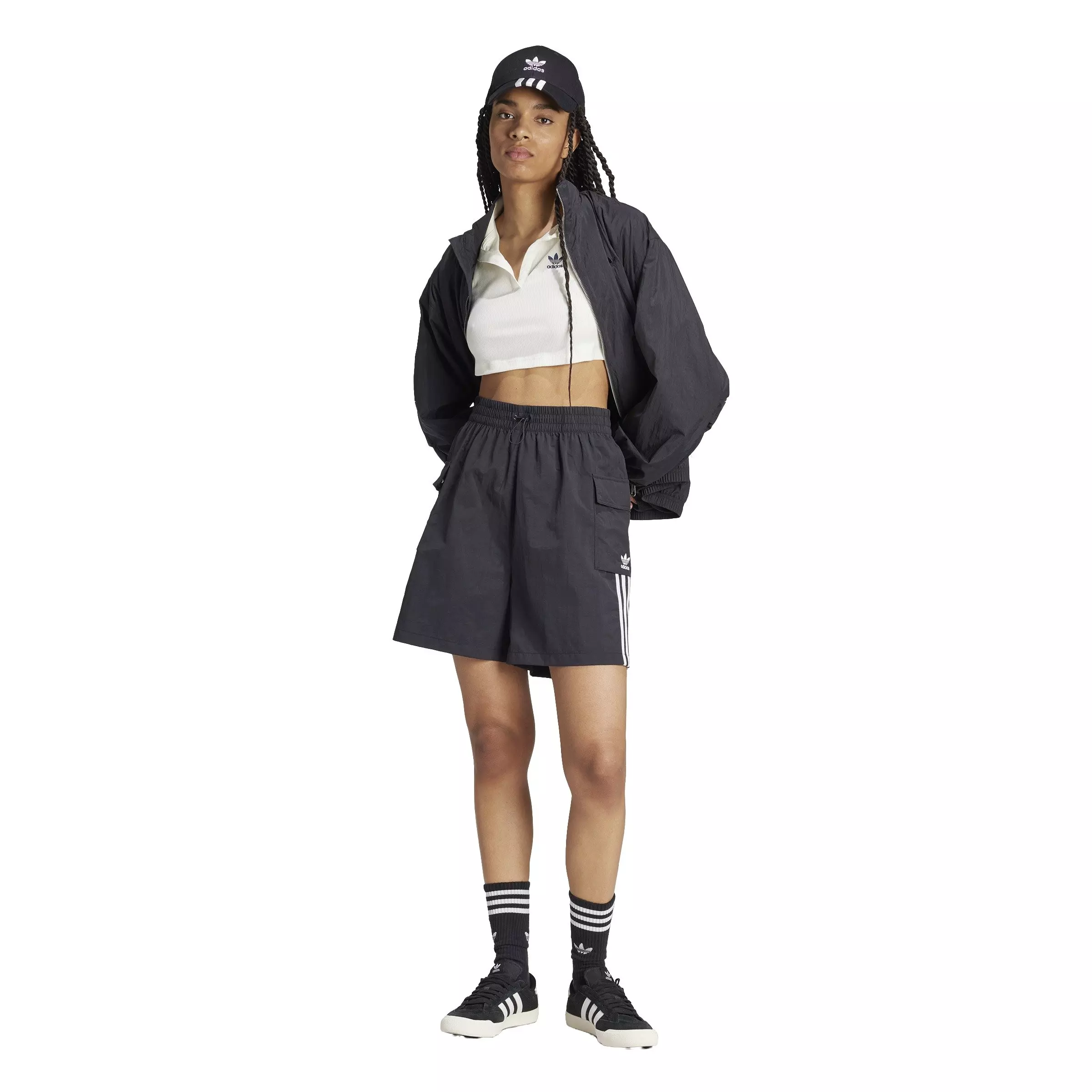adidas Originals Women's Adicolor Cargo Shorts -Black - BLACK