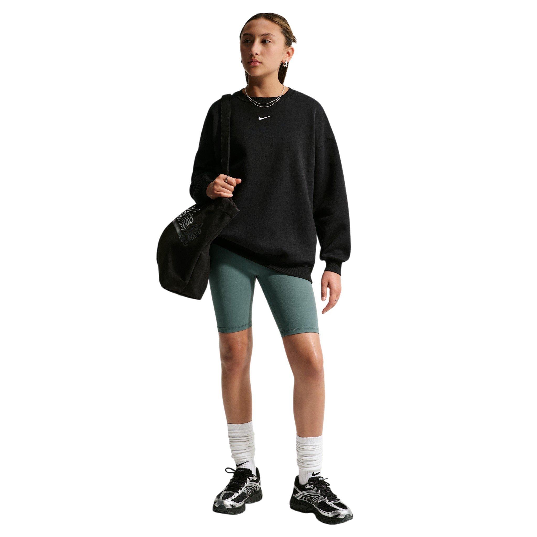 Nike Big Girls' Sportswear Studio Oversized Crewneck Sweatshirt - Black - BLACK