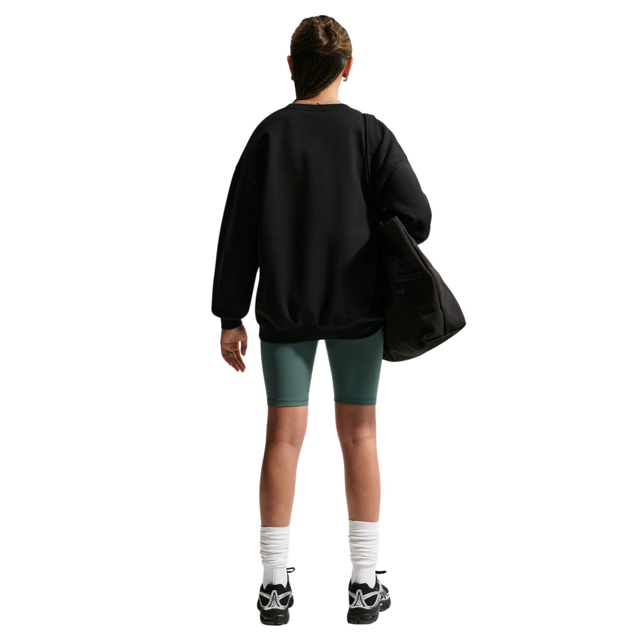 Nike Big Girls' Sportswear Studio Oversized Crewneck Sweatshirt - Black - BLACK