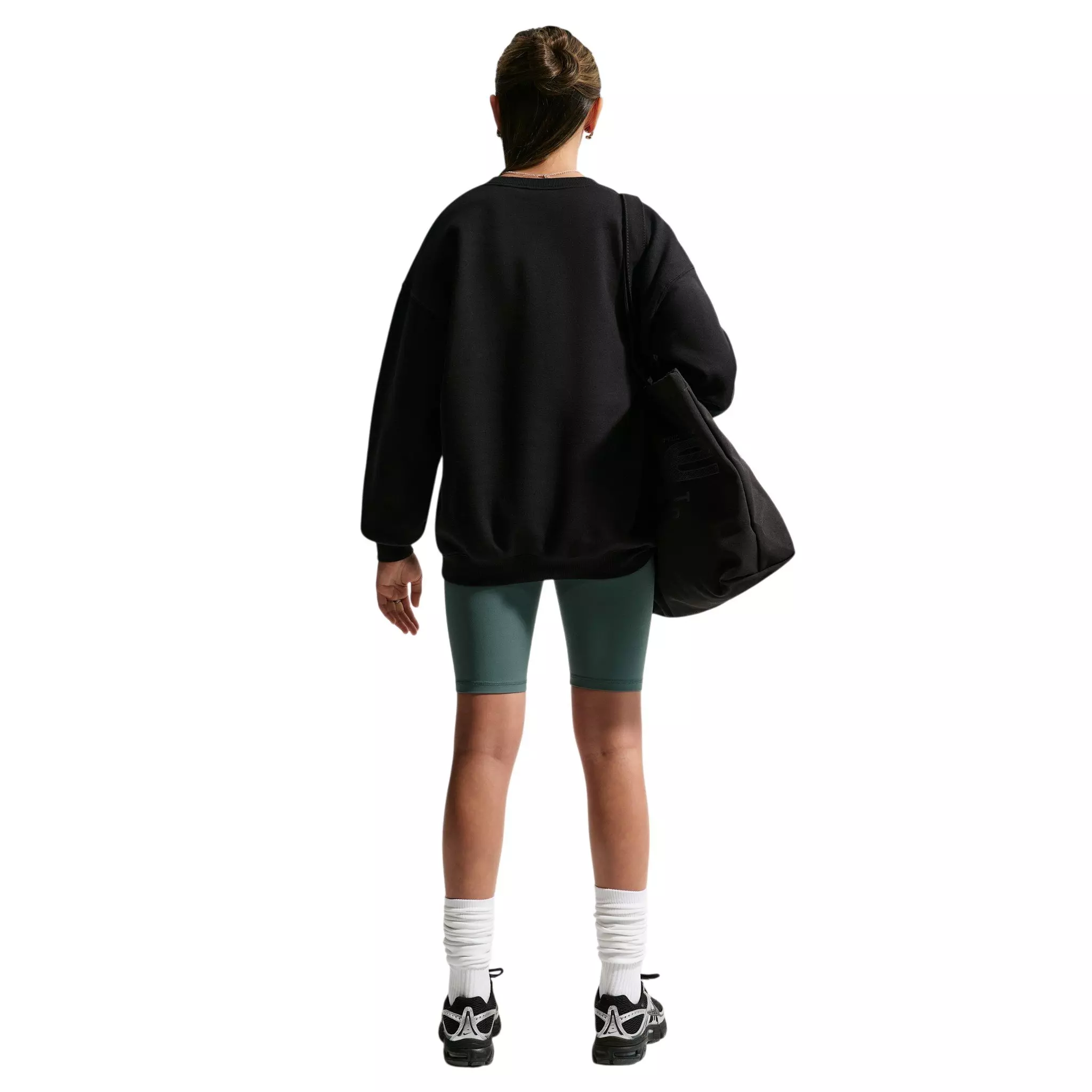 Nike Big Girls' Sportswear Studio Oversized Crewneck Sweatshirt - Black - BLACK