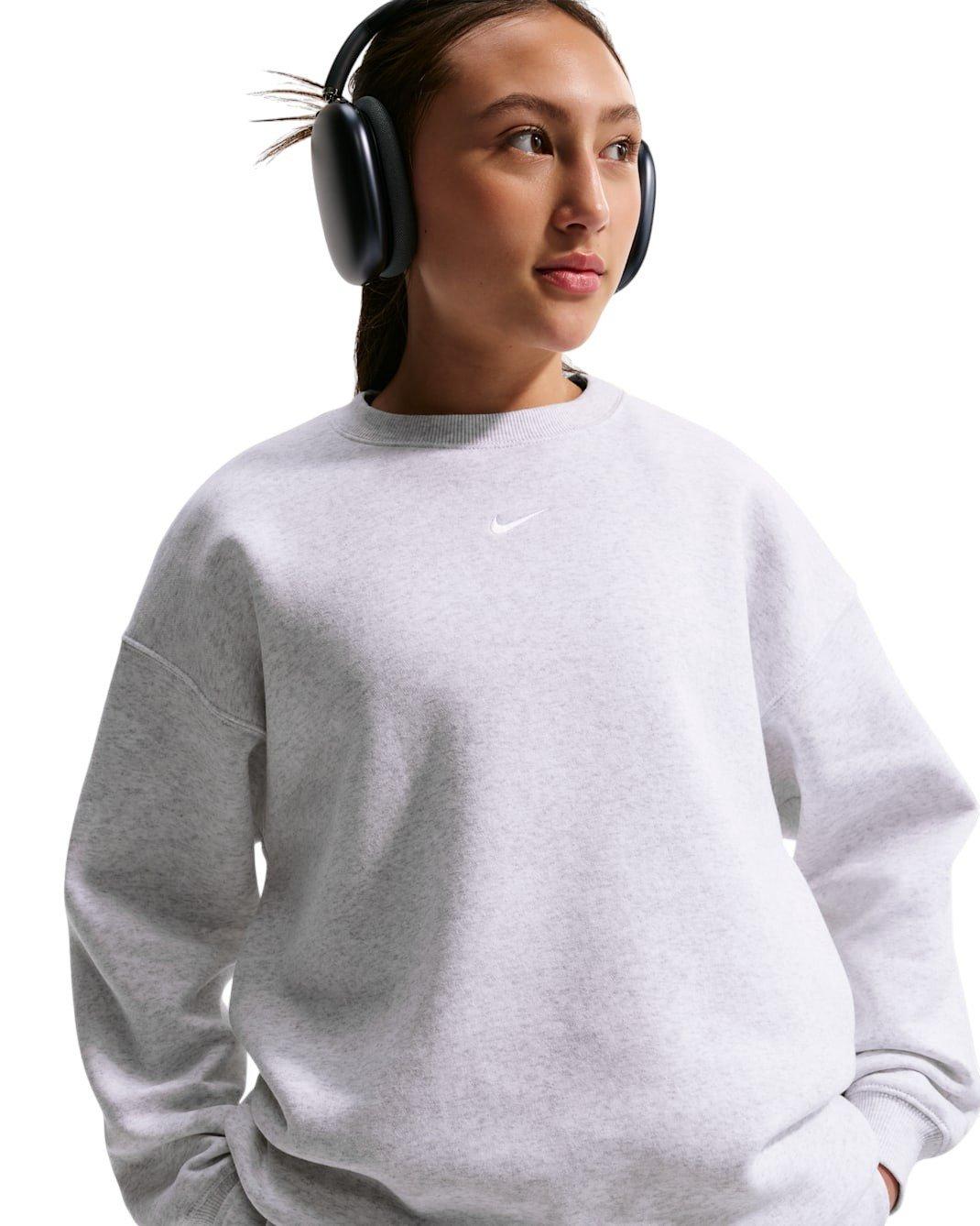 Nike Big Girls' Sportswear Studio Oversized Crewneck Sweatshirt - Grey Heather - GREY HEATHER Thumbnail View 3