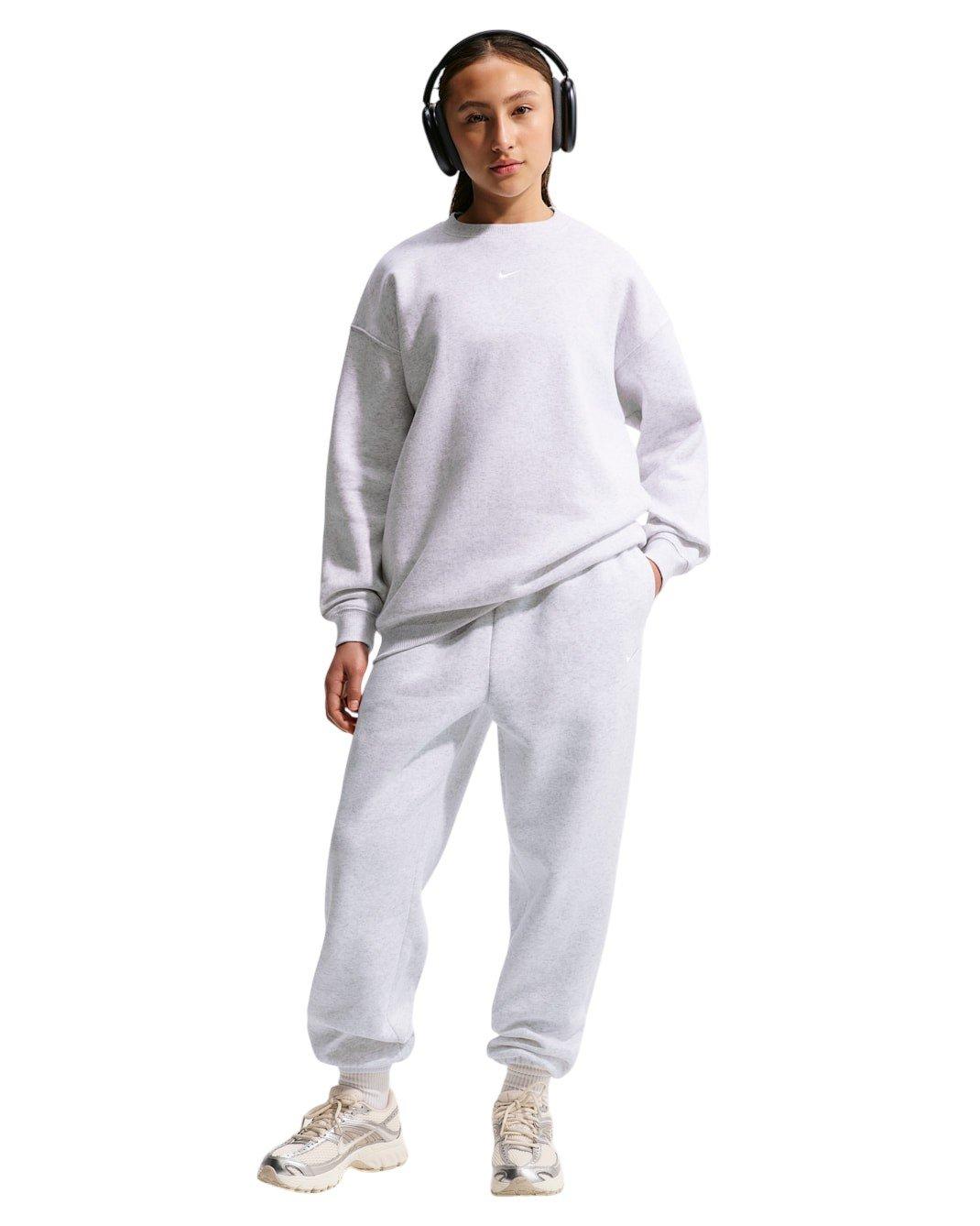 Nike Big Girls' Sportswear Studio Oversized Crewneck Sweatshirt - Grey Heather - GREY HEATHER Thumbnail View 4