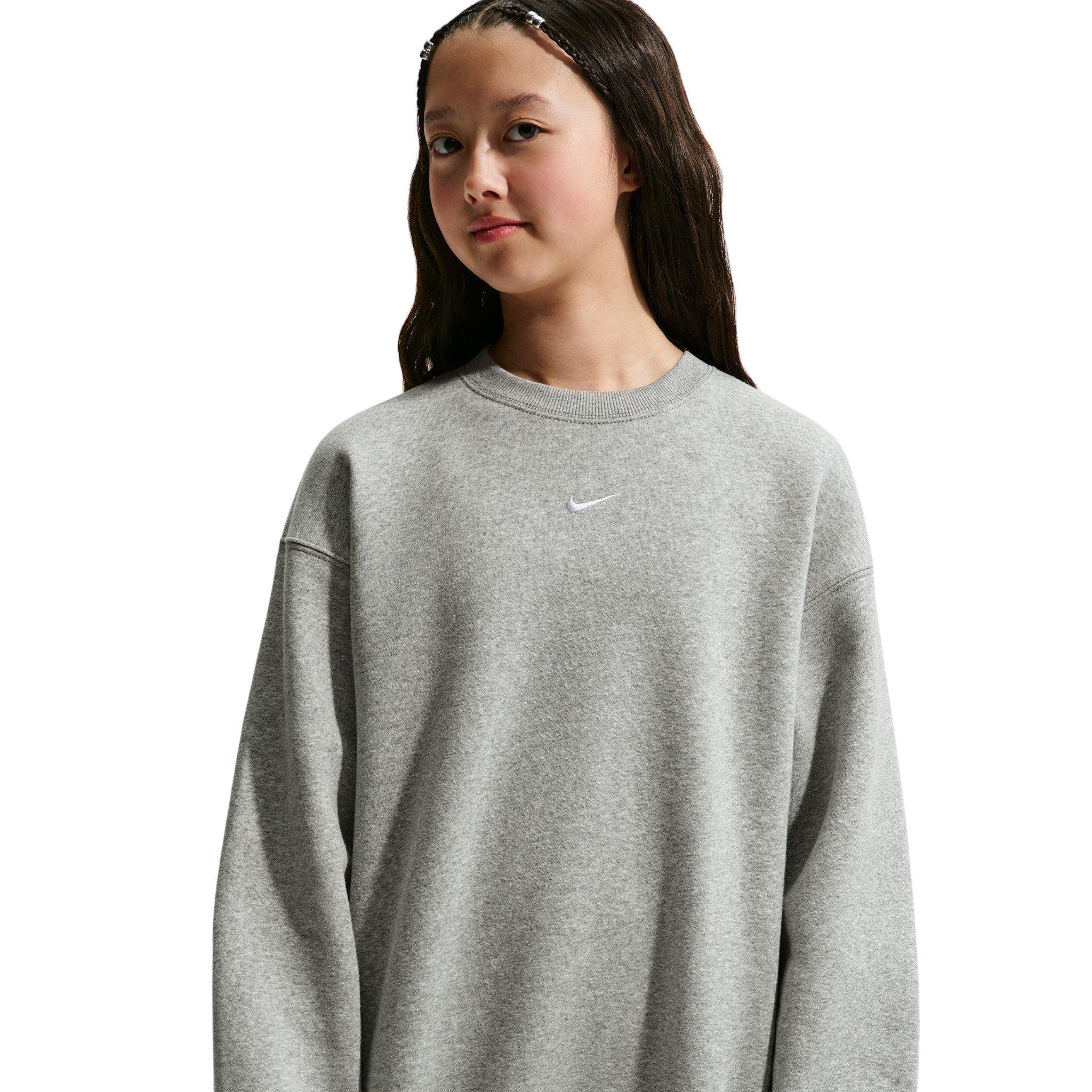 Nike Big Girls' Sportswear Studio Oversized Crewneck Sweatshirt - Grey - GREY