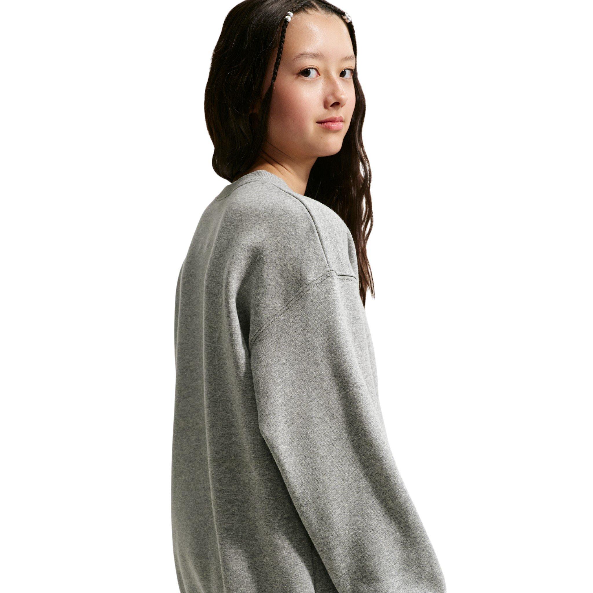 Nike Big Girls' Sportswear Studio Oversized Crewneck Sweatshirt - Grey - GREY