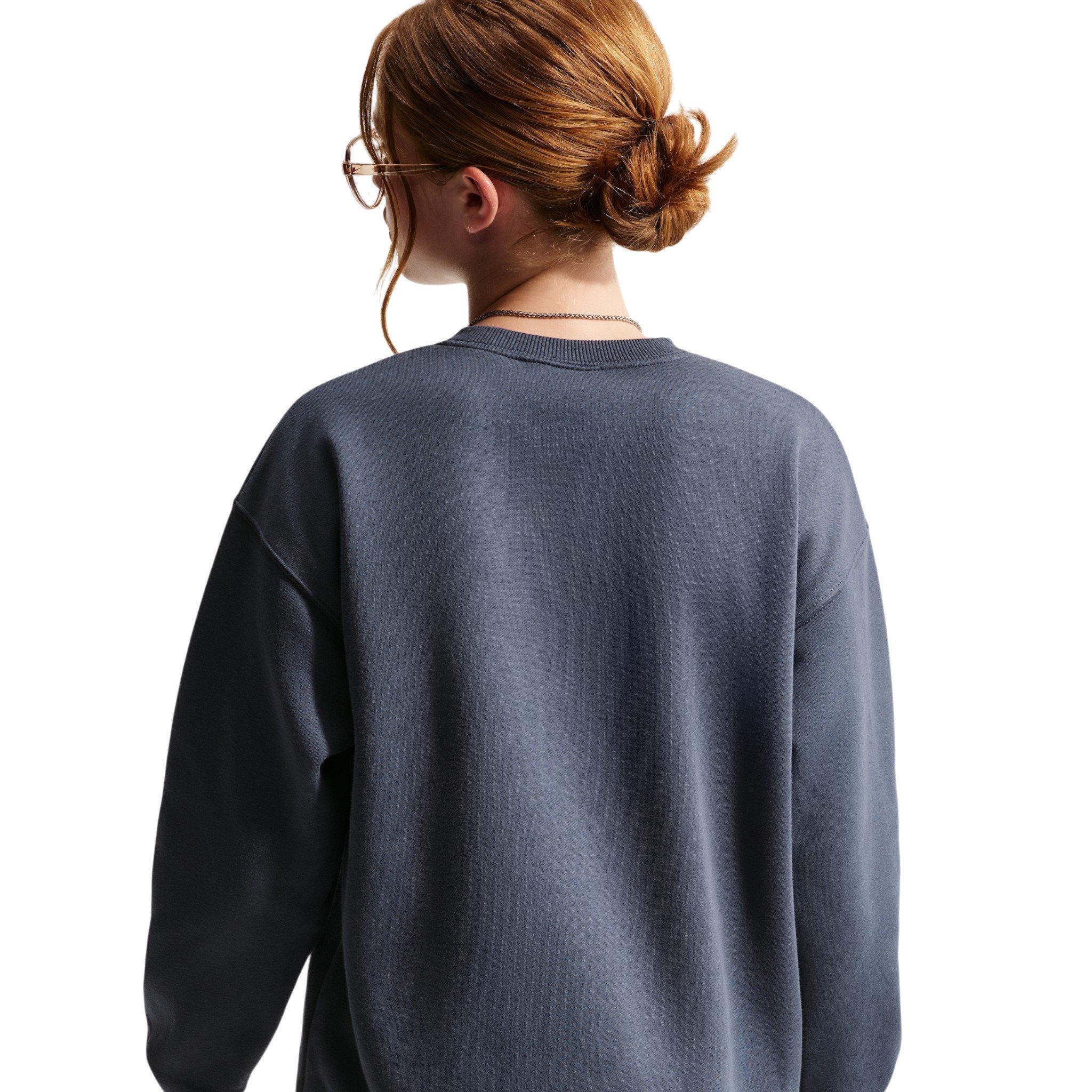 Nike Sportswear Studio Oversized Big Girls' Blue Crewneck Sweatshirt