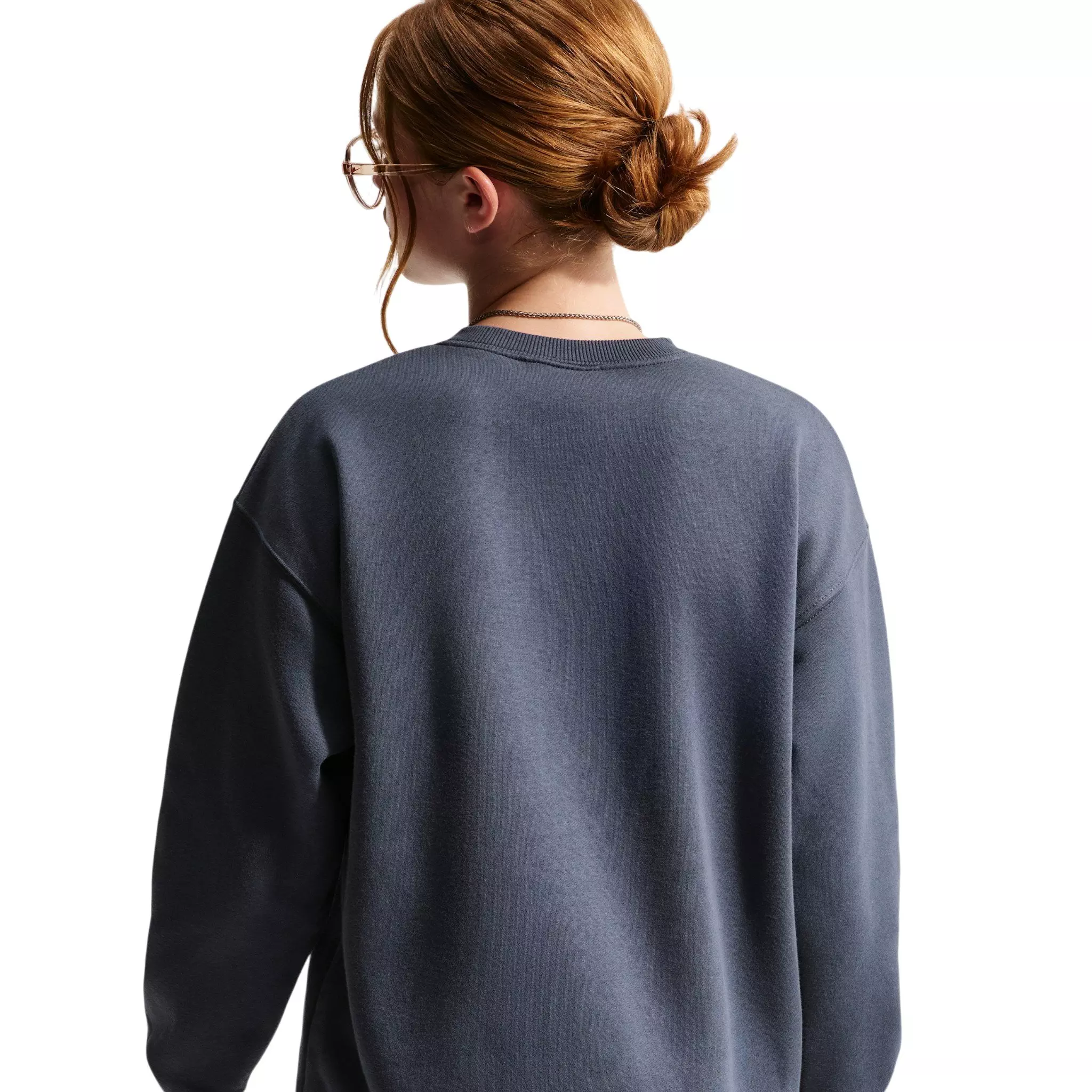 Nike Big Girls' Sportswear Studio Oversized Crewneck Sweatshirt - Blue - BLUE