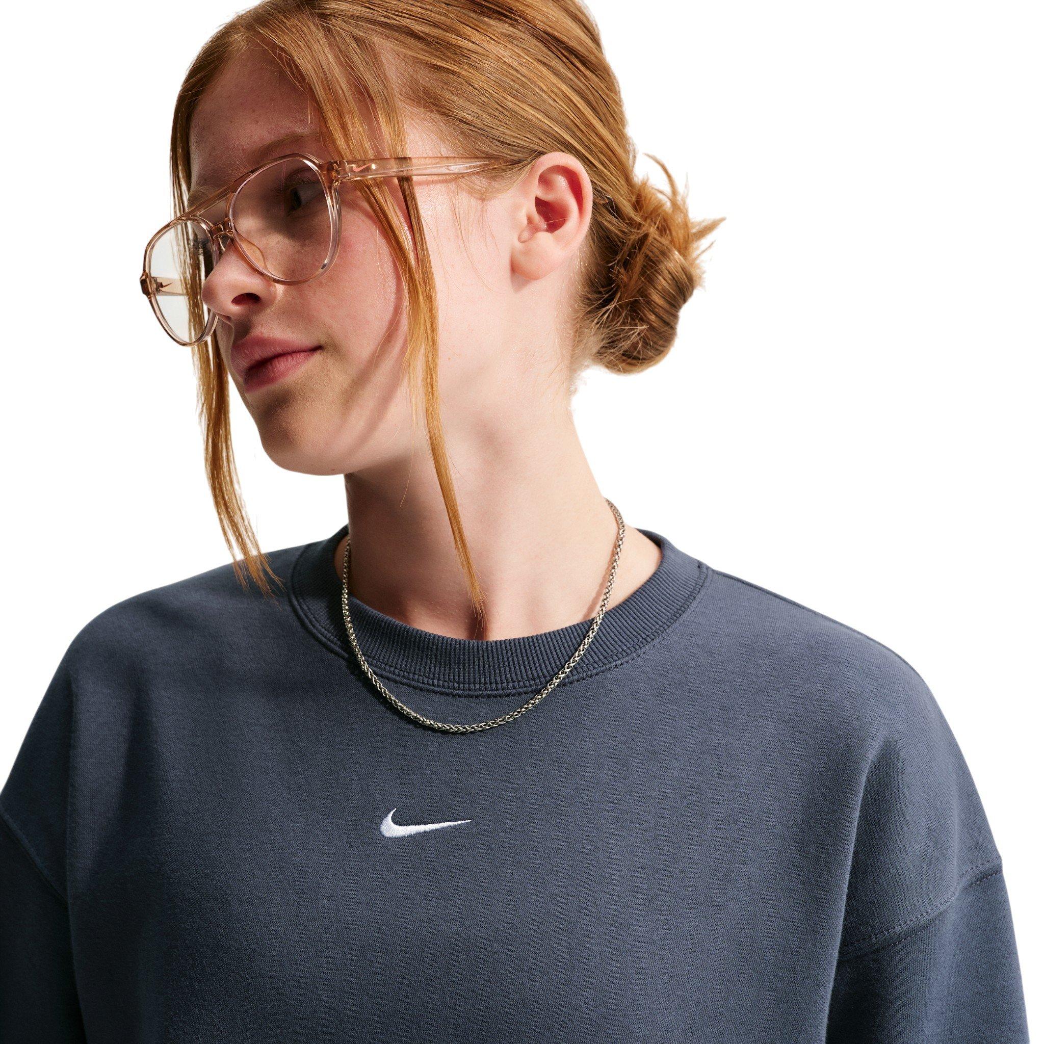 Nike Sportswear Studio Oversized Big Girls' Blue Crewneck Sweatshirt