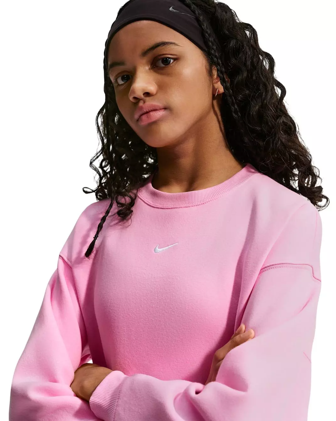 Nike Big Girls' Sportswear Studio Oversized Crewneck Sweatshirt - Pink - PINK