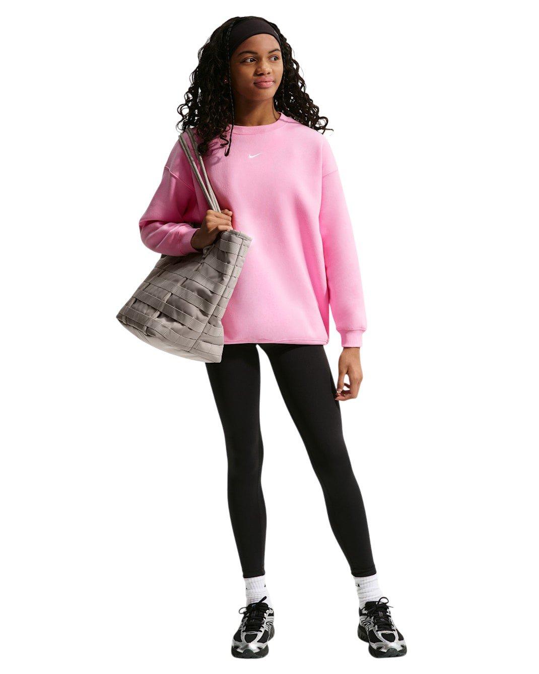 Nike Sportswear Studio Oversized Big Girls' Pink Crewneck Sweatshirt