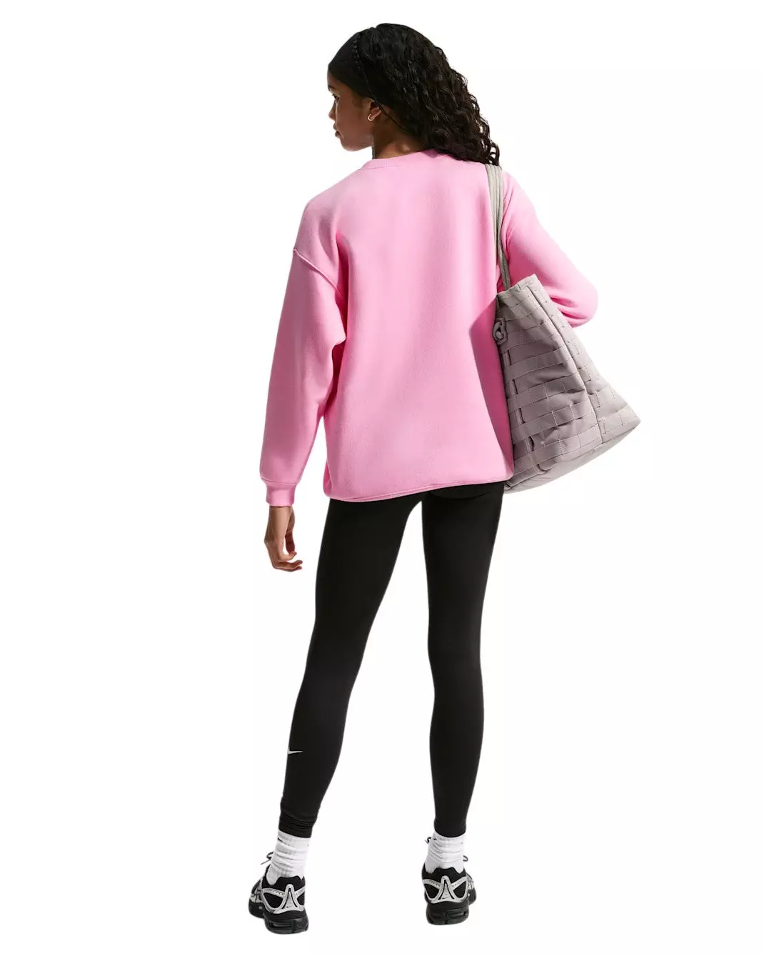 Nike Big Girls' Sportswear Studio Oversized Crewneck Sweatshirt - Pink - PINK