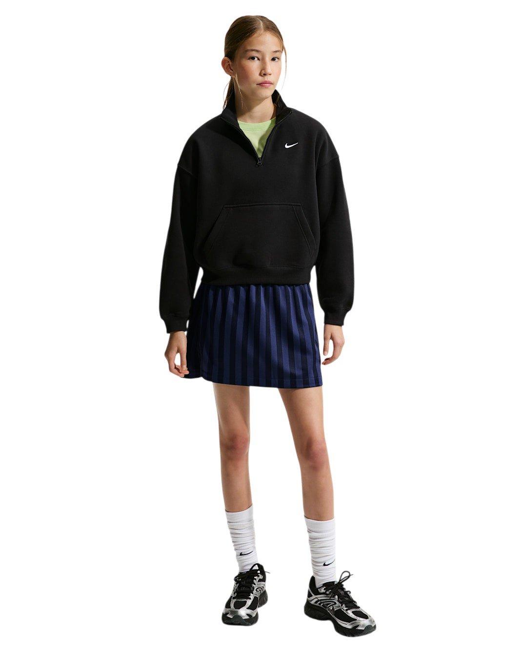 Nike Sportswear Studio Fleece Big Girls' Black Oversized 1/4 Zip