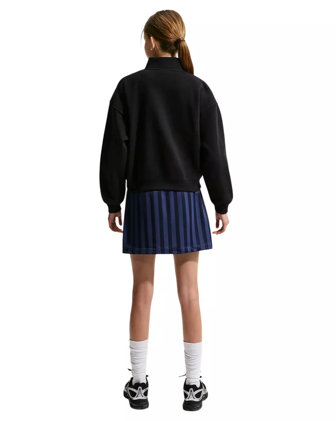 Nike Big Girls' Sportswear Studio Fleece Oversized 1/4 Zip - Black - BLACK