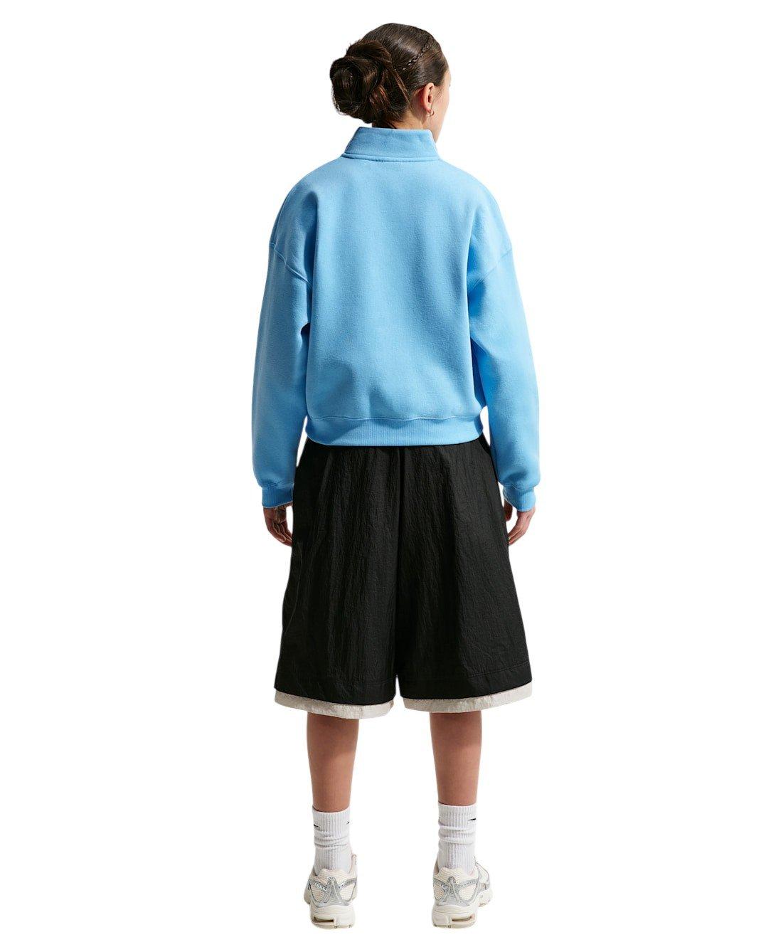 Nike Sportswear Studio Fleece Big Girls' Blue Oversized 1/4 Zip