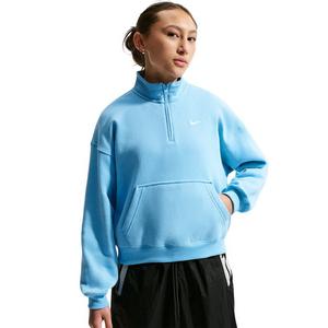 Nike Big Girls' Sportswear Studio Fleece Oversized 1/4 Zip - Blue - BLUE