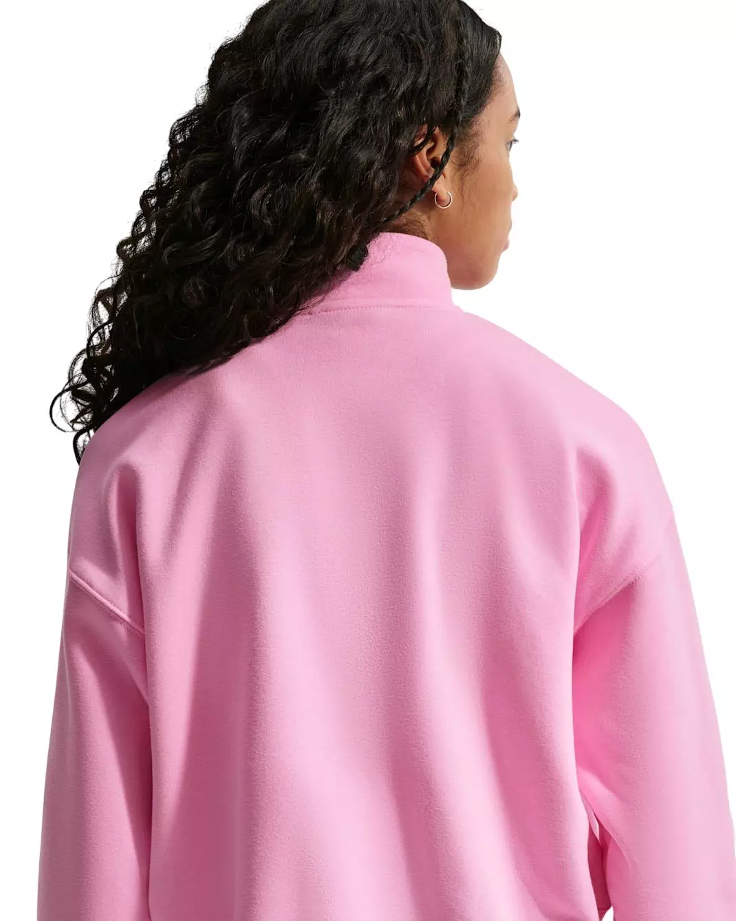 Nike Big Girls' Sportswear Studio Fleece Oversized 1/4 Zip - Pink - PINK