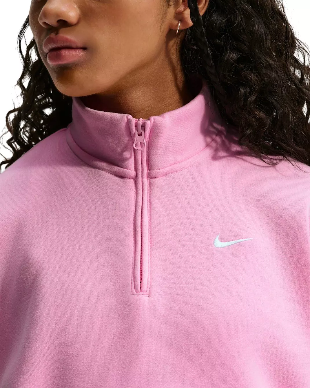 Nike Big Girls' Sportswear Studio Fleece Oversized 1/4 Zip - Pink - PINK