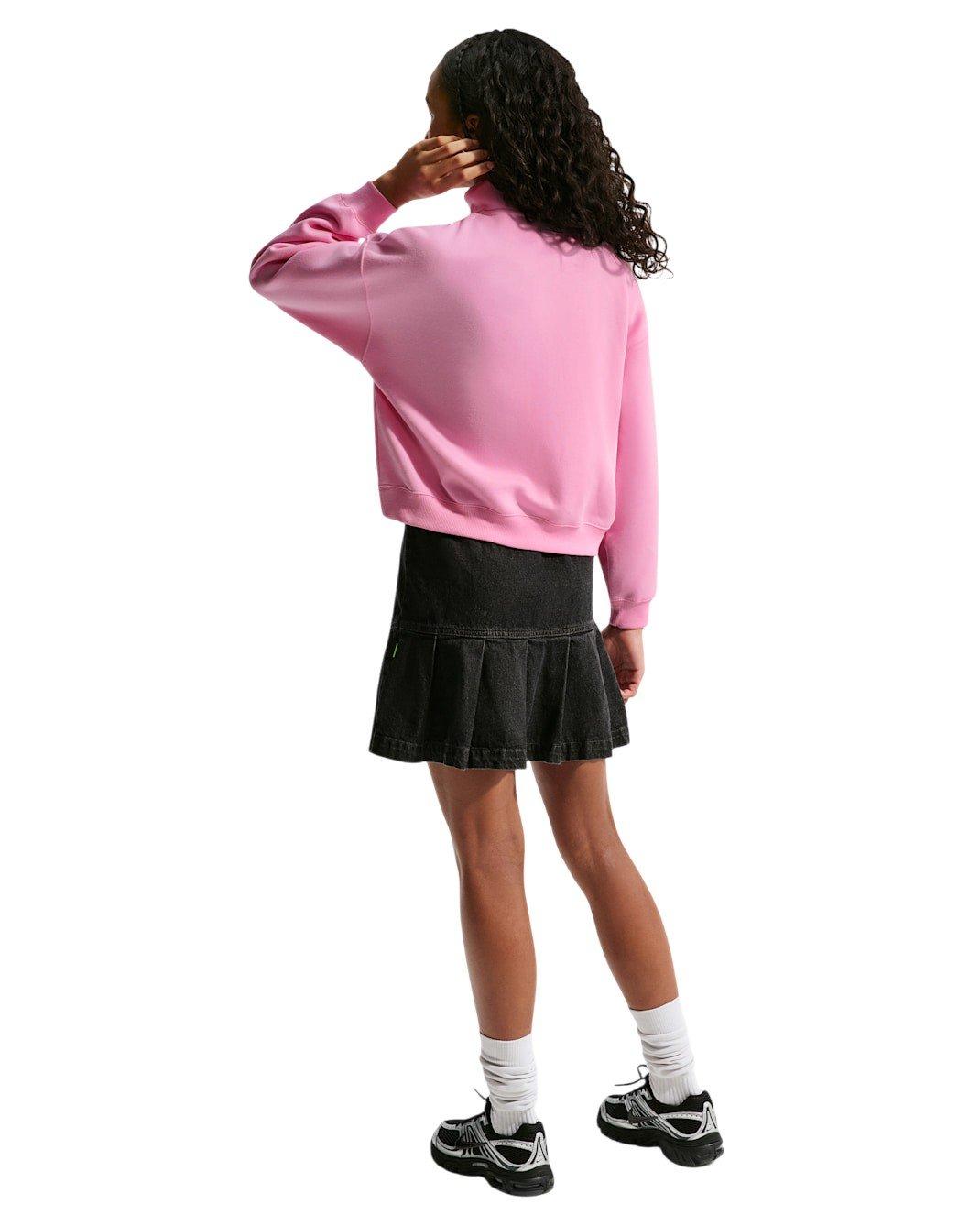 Nike Big Girls' Sportswear Studio Fleece Oversized 1/4 Zip - Pink - PINK Thumbnail View 6