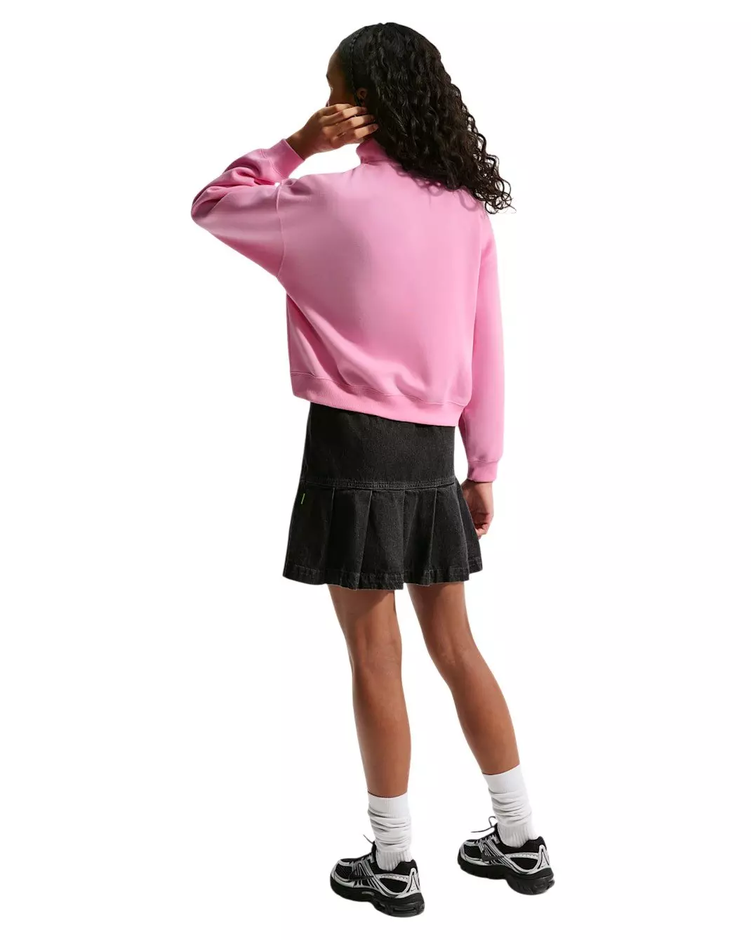 Nike Big Girls' Sportswear Studio Fleece Oversized 1/4 Zip - Pink - PINK