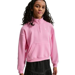 Nike Big Girls' Sportswear Studio Fleece Oversized 1/4 Zip - Pink