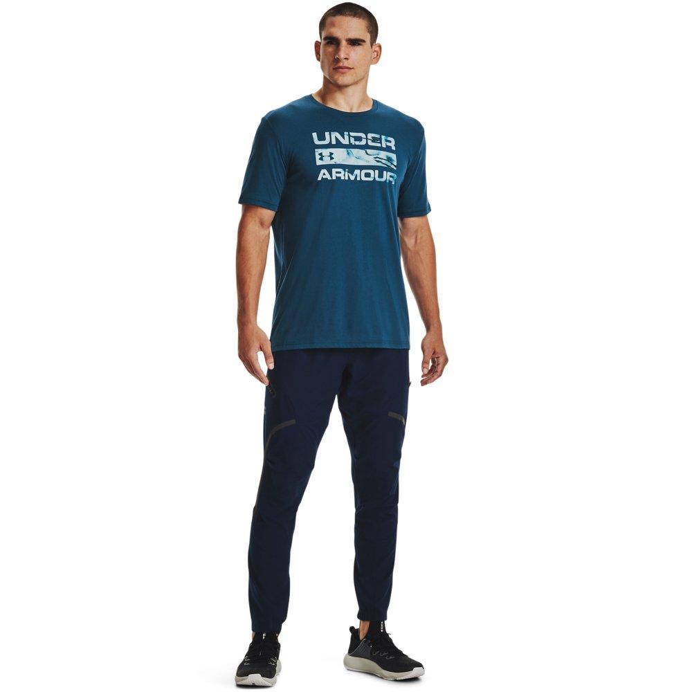 Under Armour Men's Stacked Logo Fill Tee - BLUE Thumbnail View 3