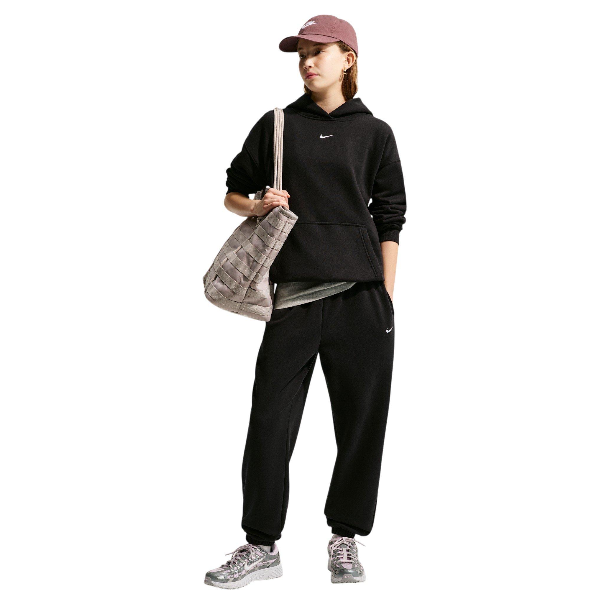 Nike Big Girls' Sportswear Studio Fleece Oversized Pullover Hoodie - Black - BLACK Thumbnail View 4