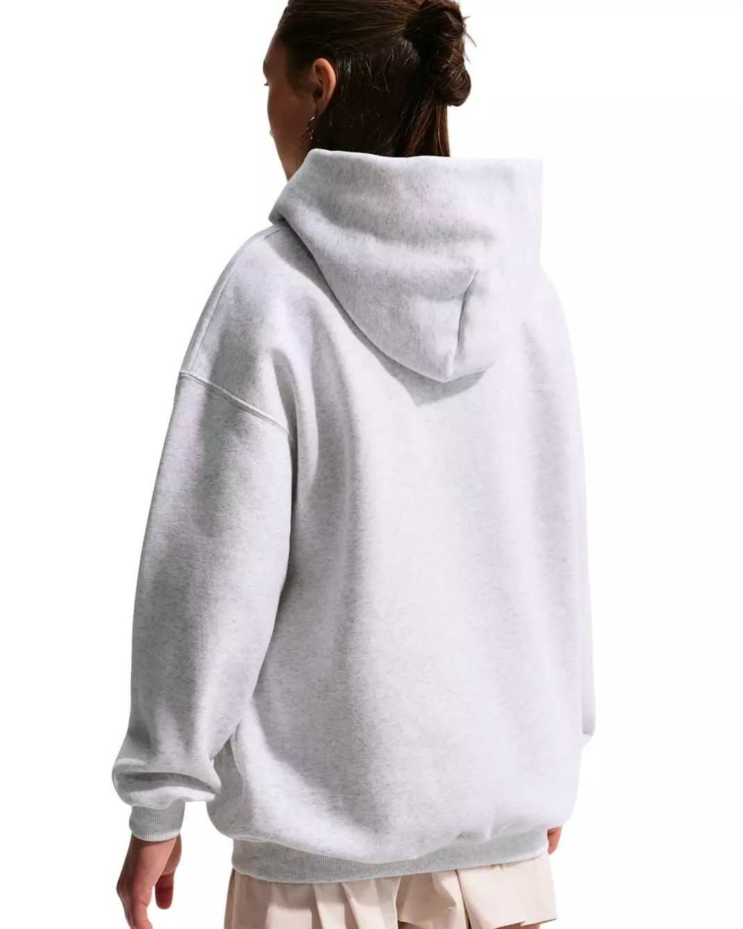 Nike Big Girls' Sportswear Studio Fleece Oversized Pullover Hoodie - Heather Grey - HEATHER GREY