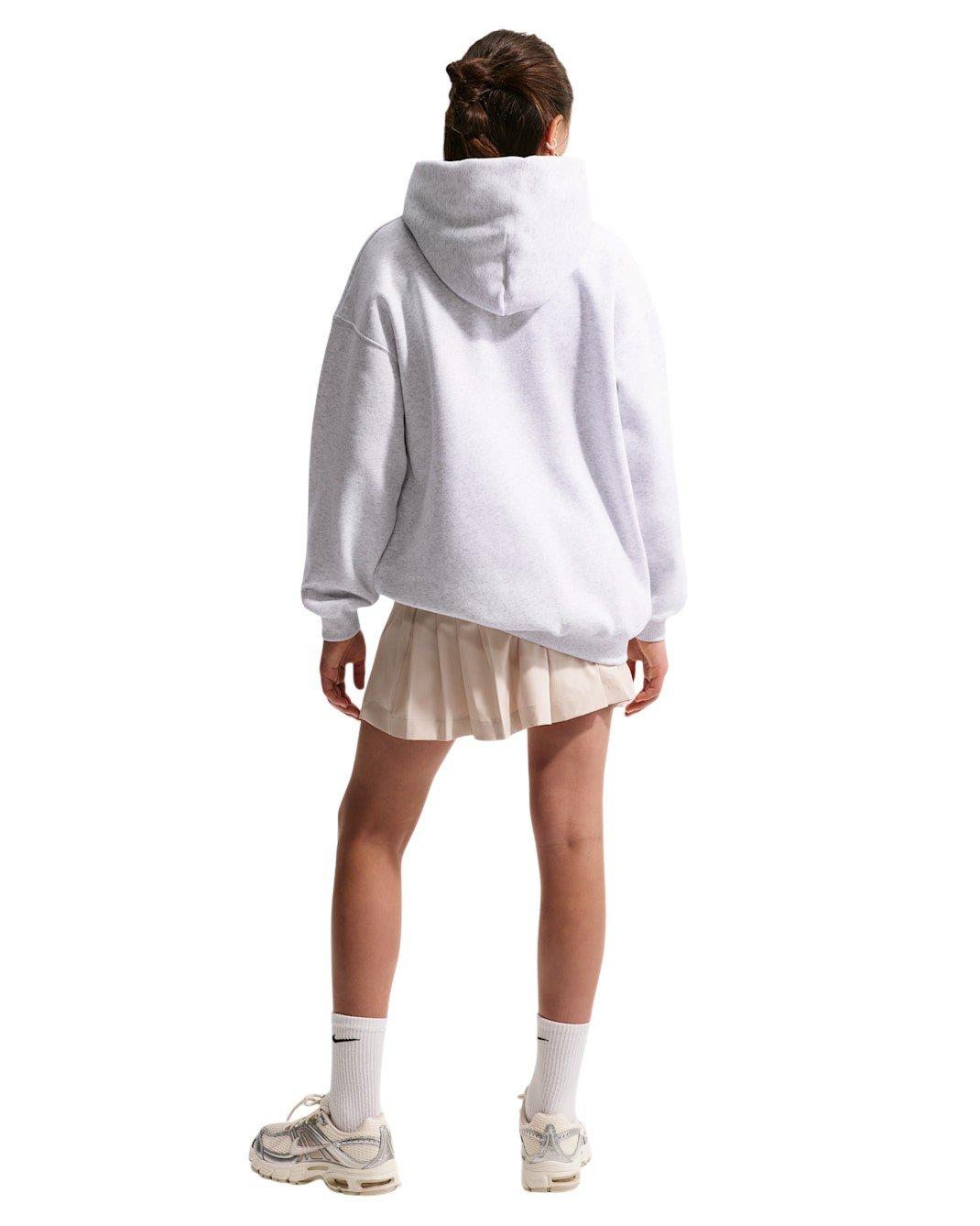 Nike Sportswear Studio Fleece Big Girls' Heather Grey Oversized Pullover Hoodie