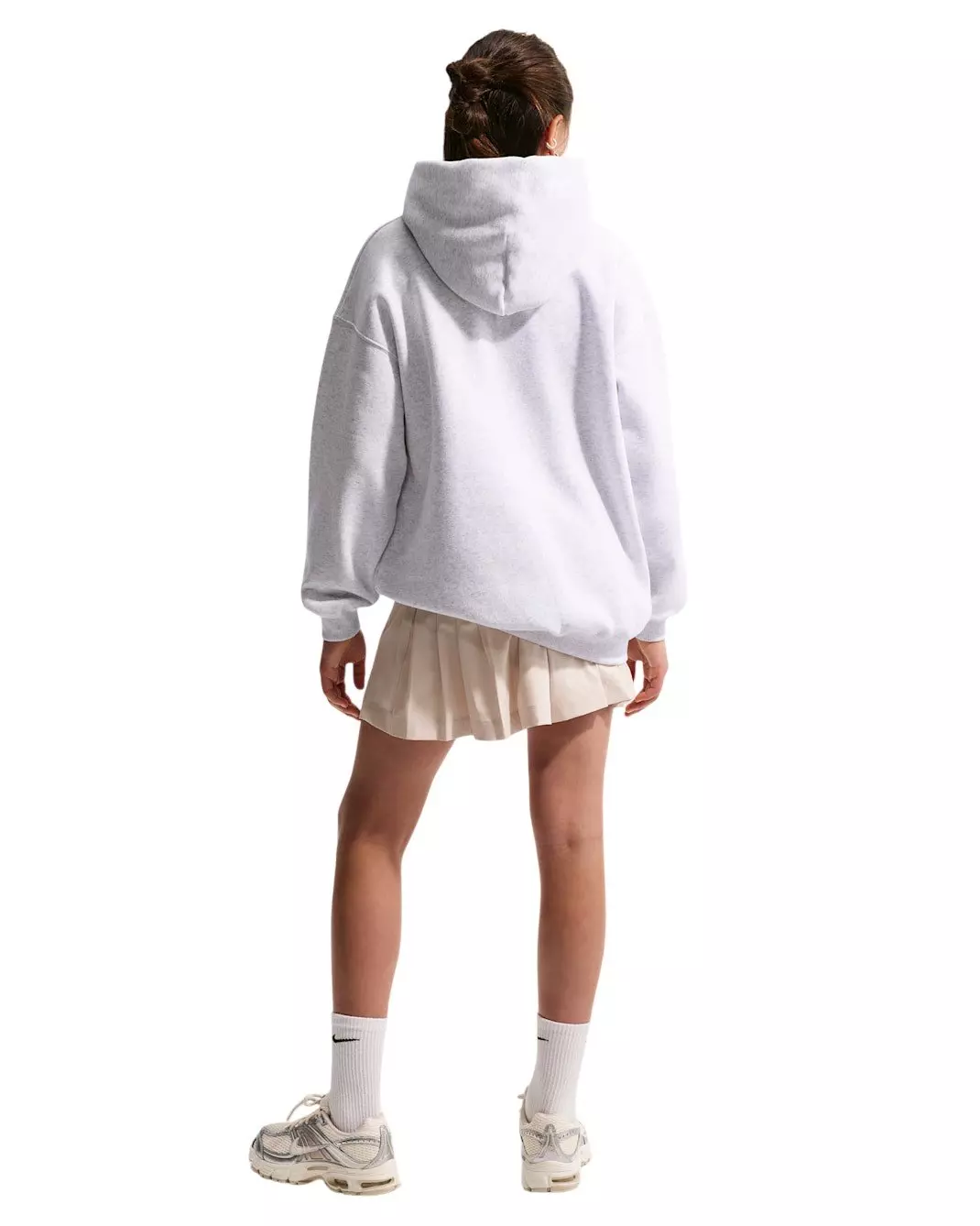 Nike Big Girls' Sportswear Studio Fleece Oversized Pullover Hoodie - Heather Grey - HEATHER GREY