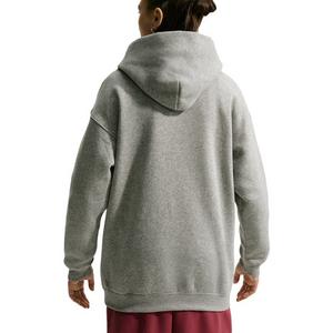 Nike Big Girls' Sportswear Studio Fleece Oversized Pullover Hoodie - Grey