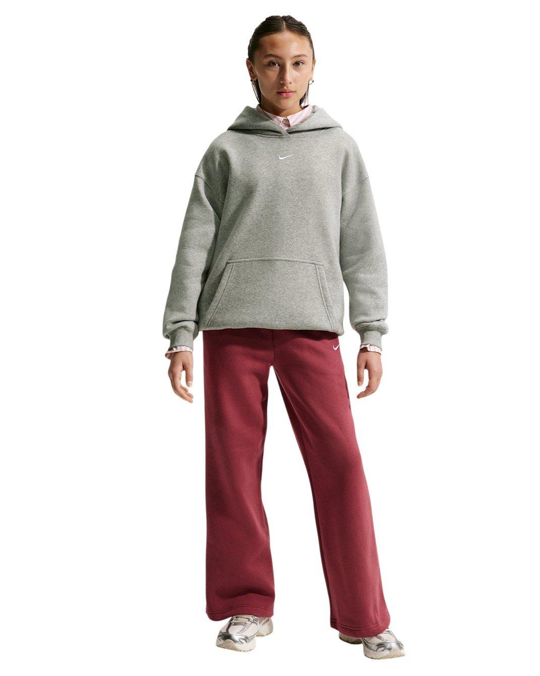 Nike Big Girls' Sportswear Studio Fleece Oversized Pullover Hoodie - Grey - GREY Thumbnail View 4