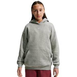 Nike Big Girls' Sportswear Studio Fleece Oversized Pullover Hoodie - Grey