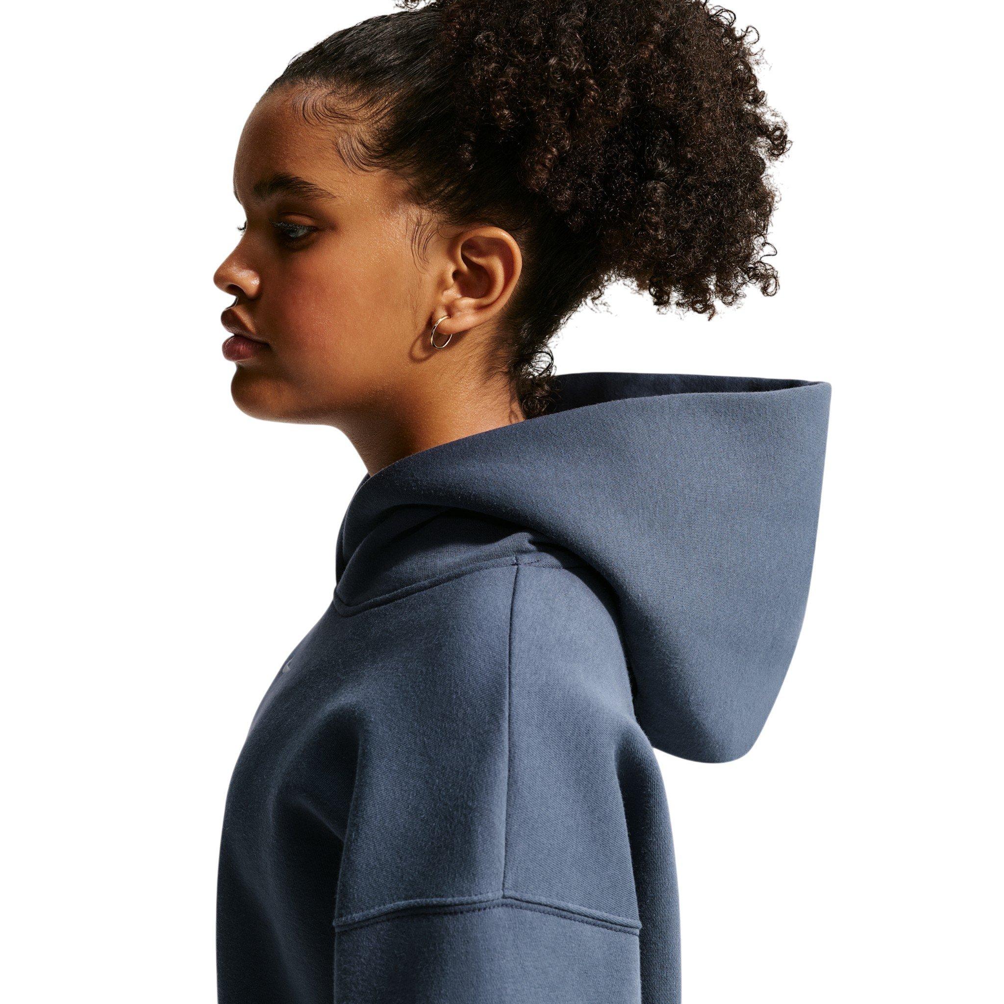 Nike Big Girls' Sportswear Studio Fleece Oversized Pullover Hoodie - Blue - BLUE