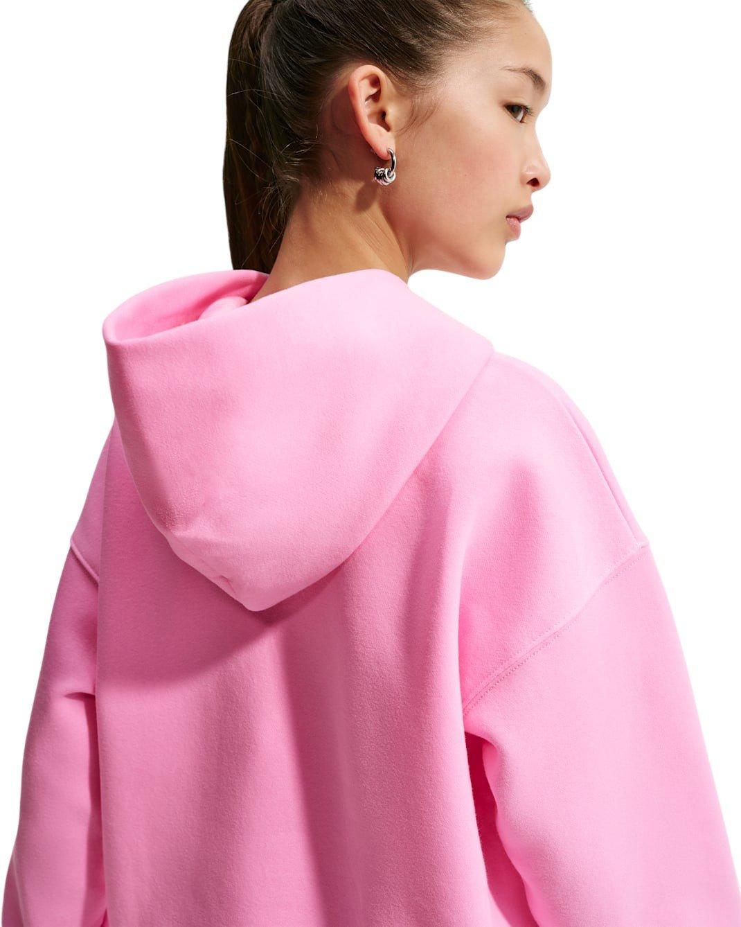 Nike Big Girls' Sportswear Studio Fleece Oversized Pullover Hoodie - Pink - PINK Thumbnail View 2