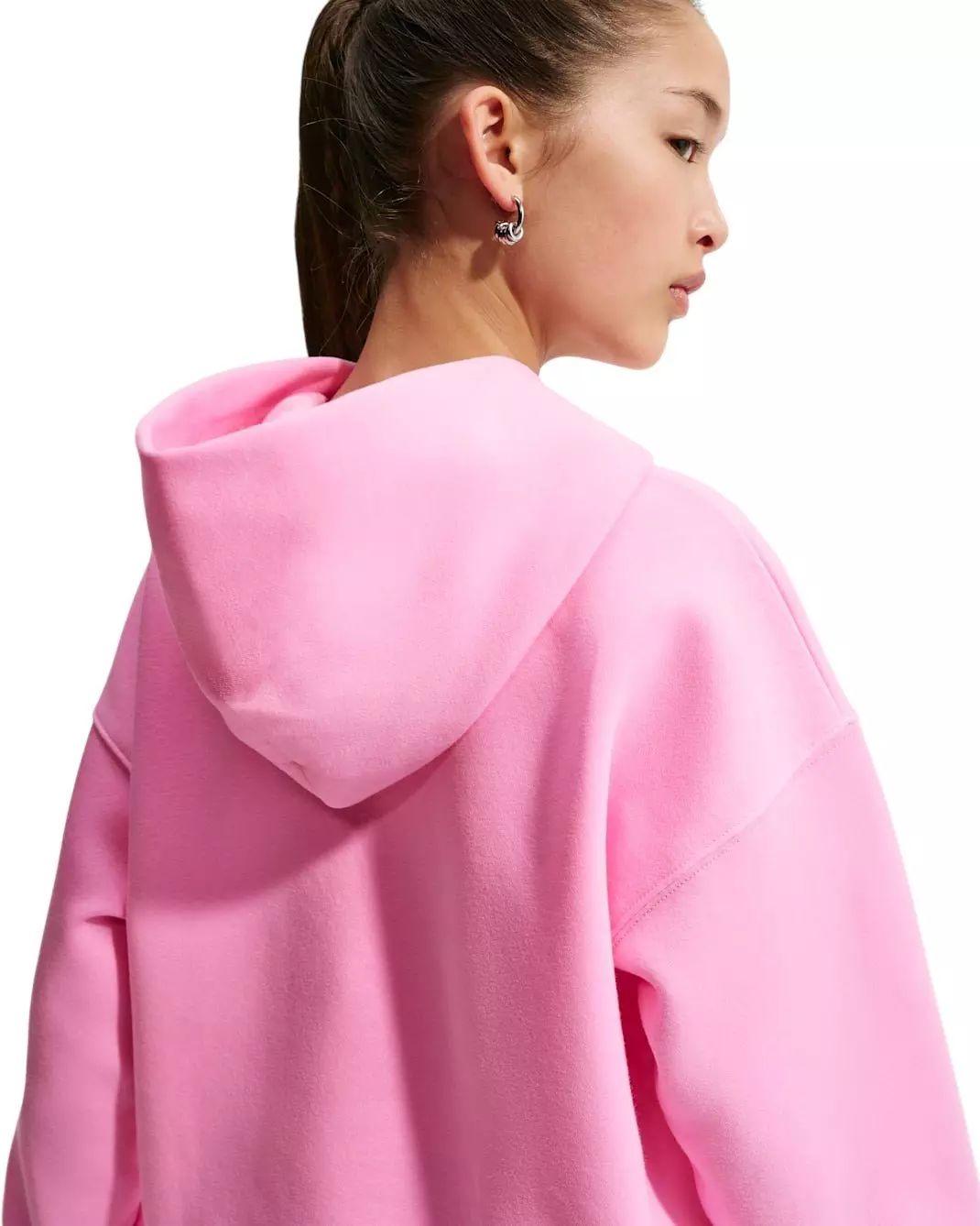 Nike Big Girls' Sportswear Studio Fleece Oversized Pullover Hoodie - Pink - PINK