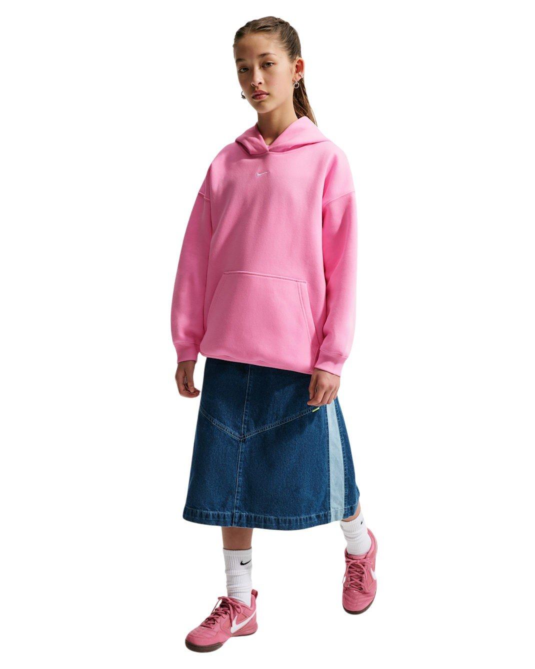 Nike Big Girls' Sportswear Studio Fleece Oversized Pullover Hoodie - Pink - PINK Thumbnail View 4