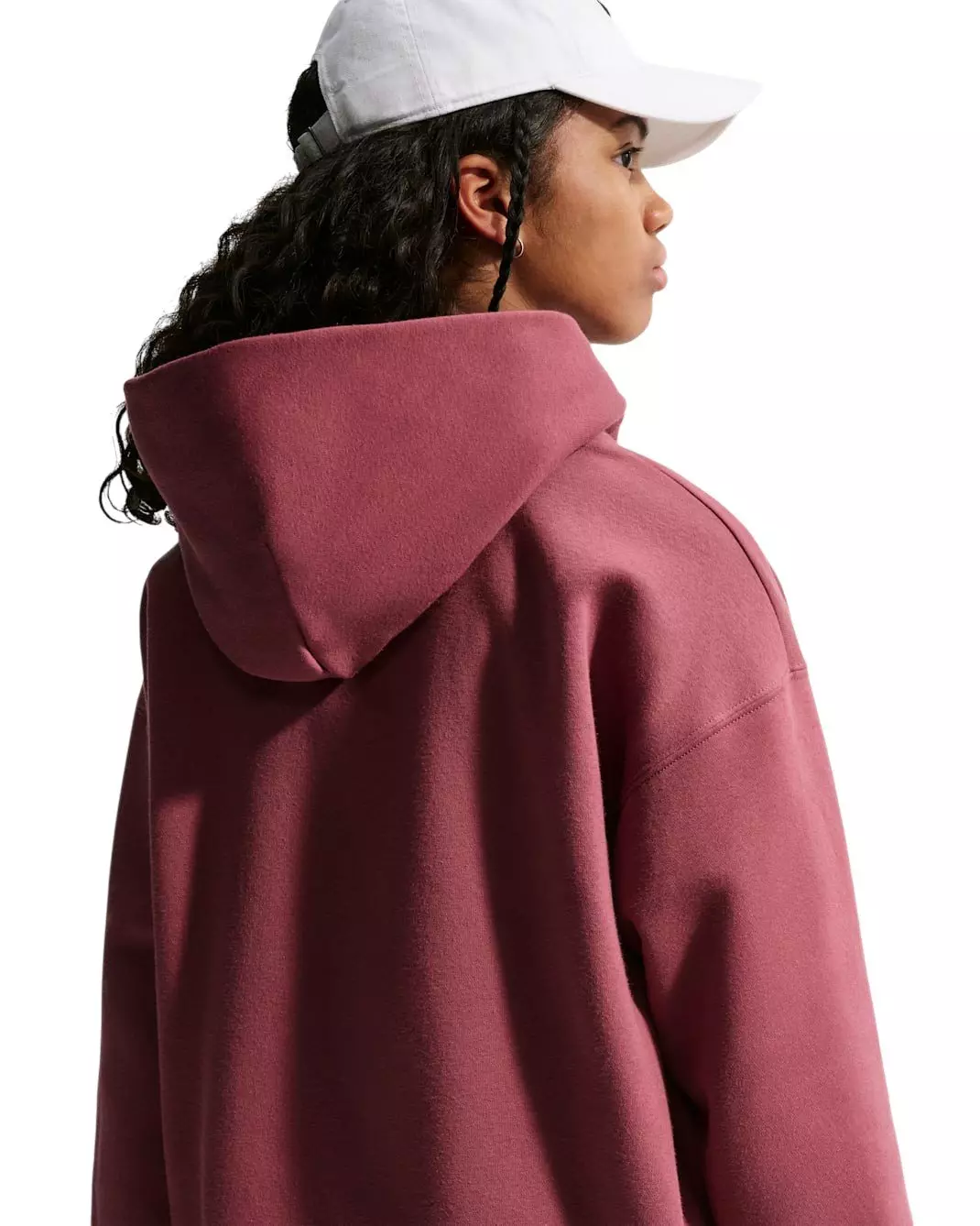 Nike Big Girls' Sportswear Studio Fleece Oversized Pullover Hoodie - Maroon - MAROON