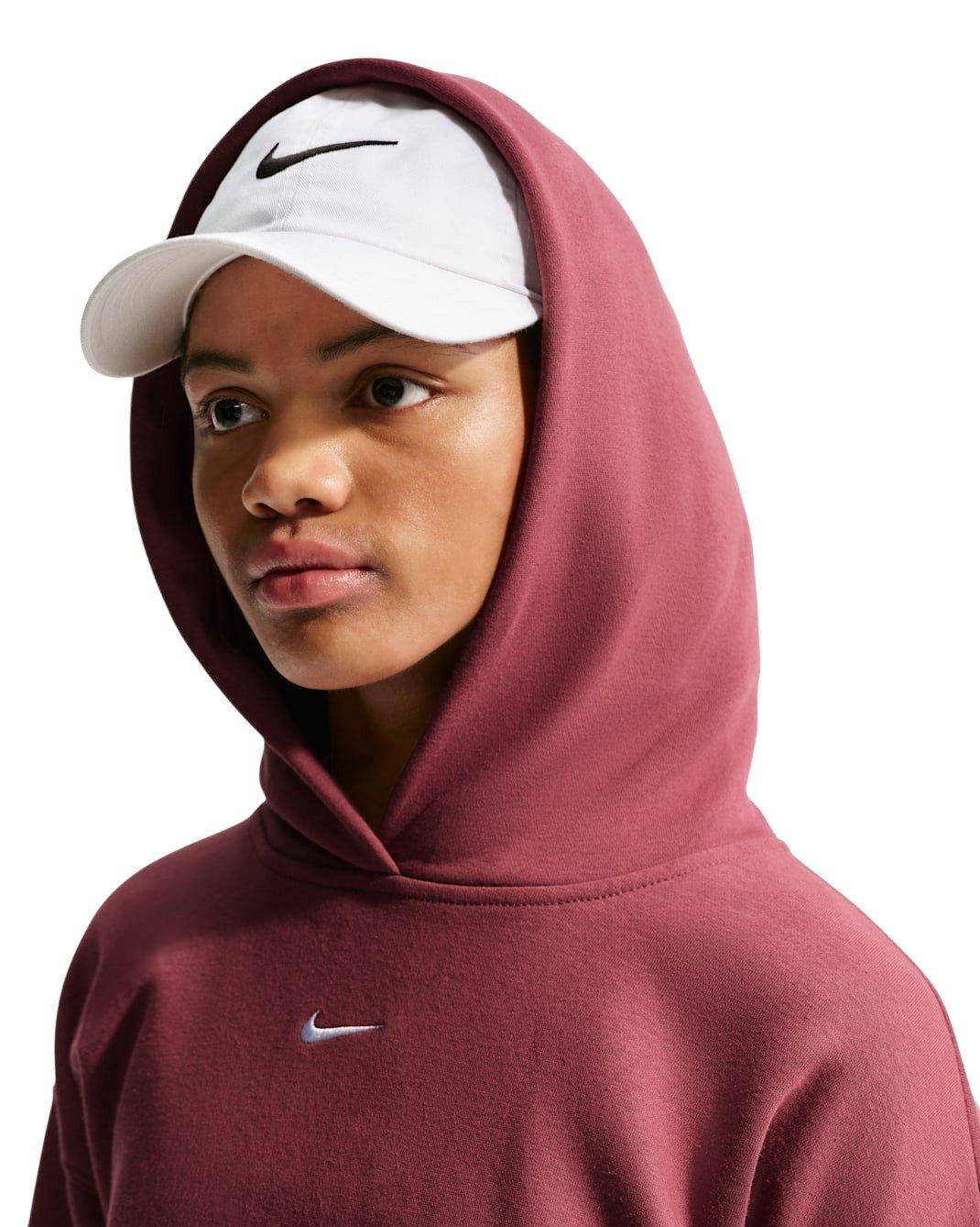 Nike Sportswear Studio Fleece Big Girls' Maroon Oversized Pullover Hoodie