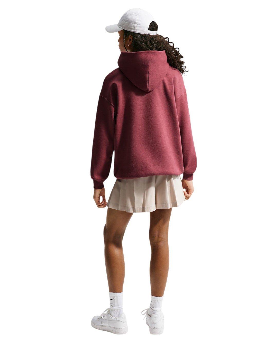 Nike Sportswear Studio Fleece Big Girls' Maroon Oversized Pullover Hoodie
