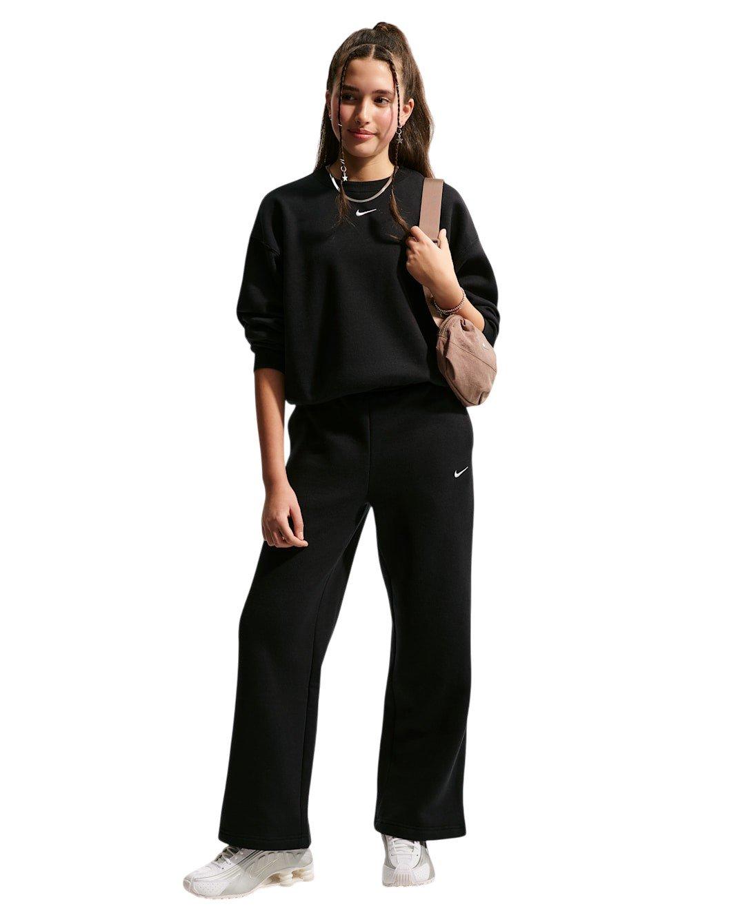 Nike Big Girls' Sportswear Studio Fleece Open-Hem Sweatpants - Black - BLACK Thumbnail View 1