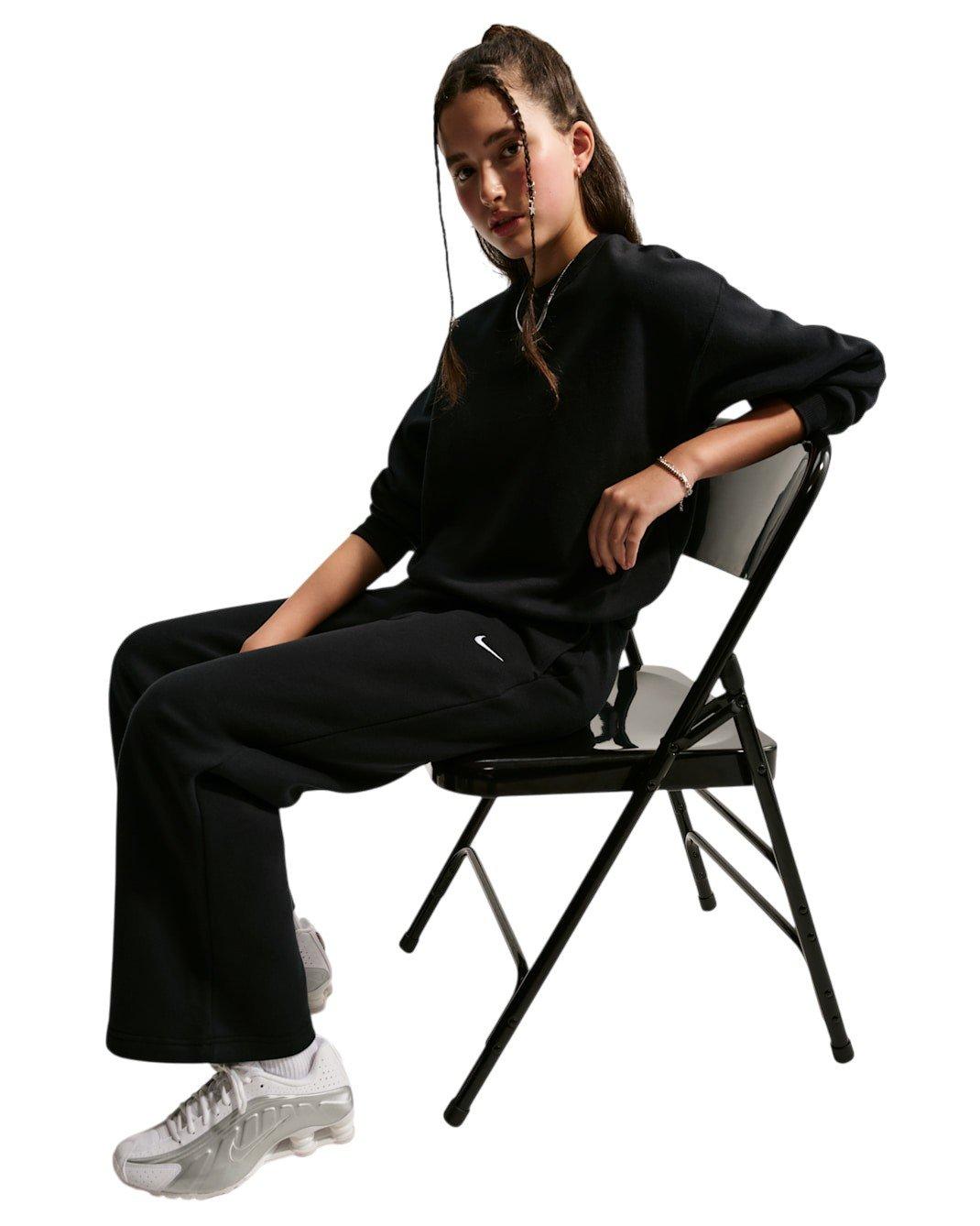 Nike Big Girls' Sportswear Studio Fleece Open-Hem Sweatpants - Black - BLACK Thumbnail View 4