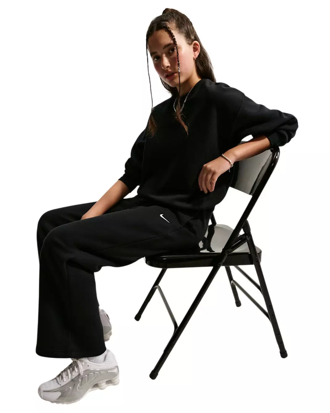 Nike Big Girls' Sportswear Studio Fleece Open-Hem Sweatpants - Black - BLACK