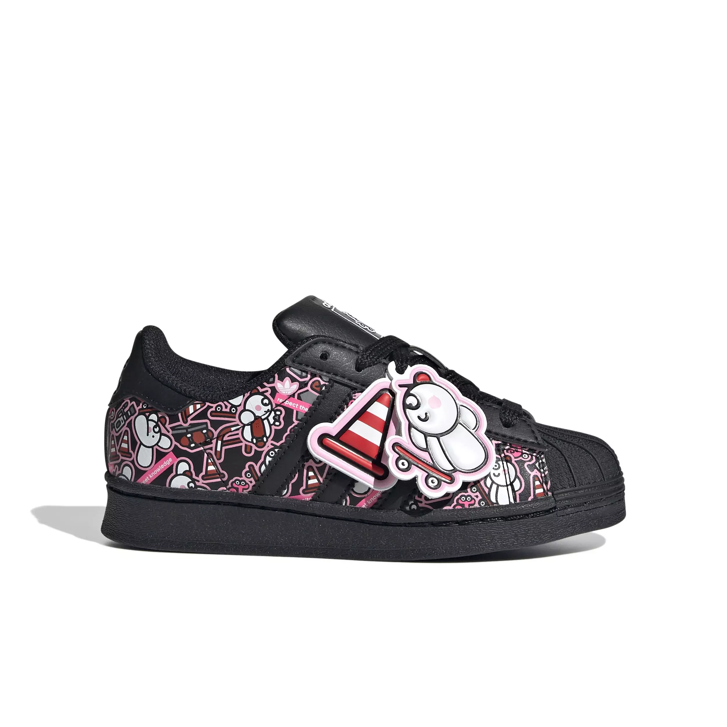 adidas Originals x James Jarvis Superstar "Core Black/Core Black/Ftwr White" Preschool Girls' Shoe - BLACK/BLACK/WHITE