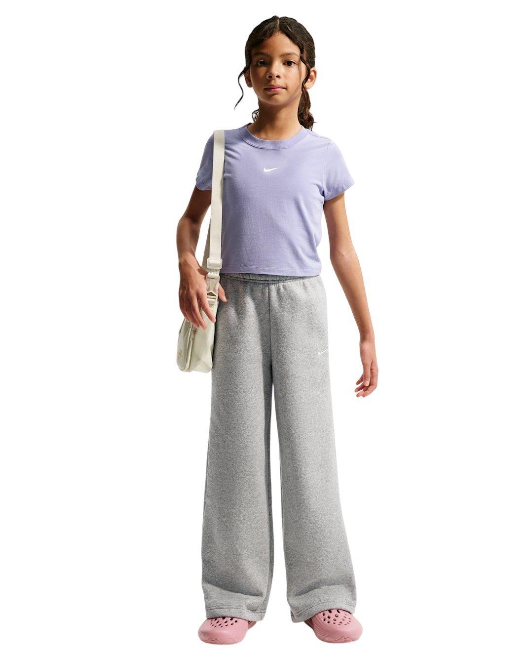 Nike Sportswear Studio Fleece Big Girls' Grey Open-Hem Sweatpants